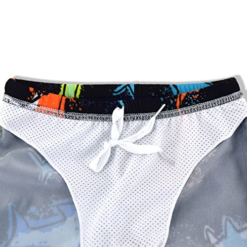 Boys UPF 50+ Long Sleeve Rash Guard and Swim Trunks Outfit Set 4-5T Shark a