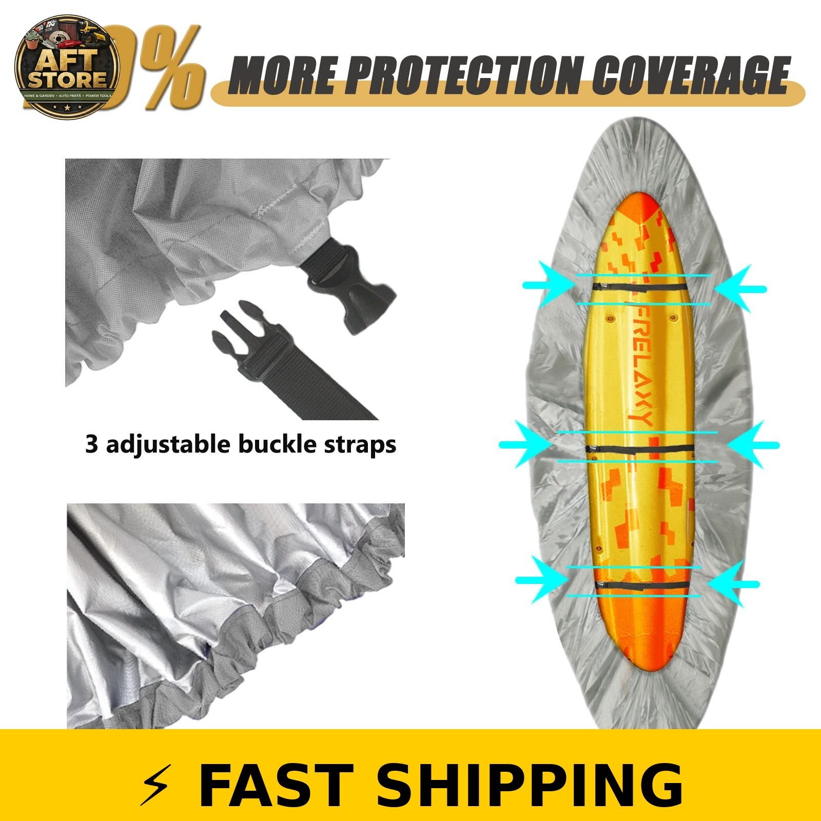 Frelaxy 420D Kayak Cover – Waterproof, Heavy Duty for 9.8-13.5ft