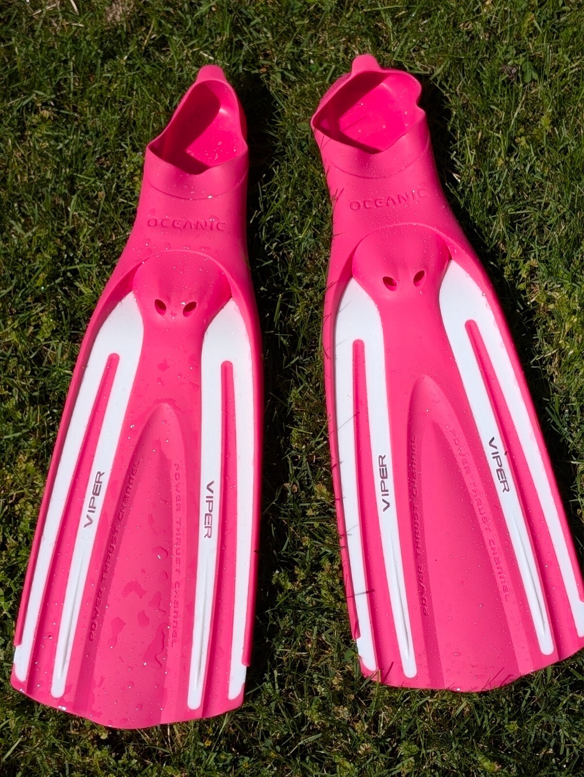 Oceanic Viper Full Foot Scuba Snorkel Fins Size 4.5 -5.5 Power Thrust pink