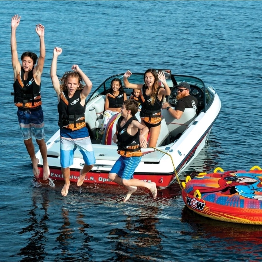WOW Superman 3-Person Towable Tube Inflatable Water Sports Ride w/ Handles