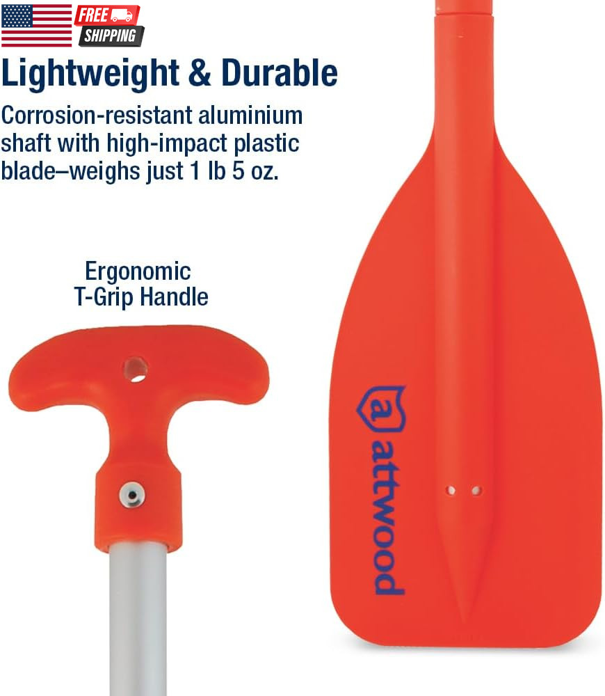 Emergency Telescoping Paddle for Boating, Orange