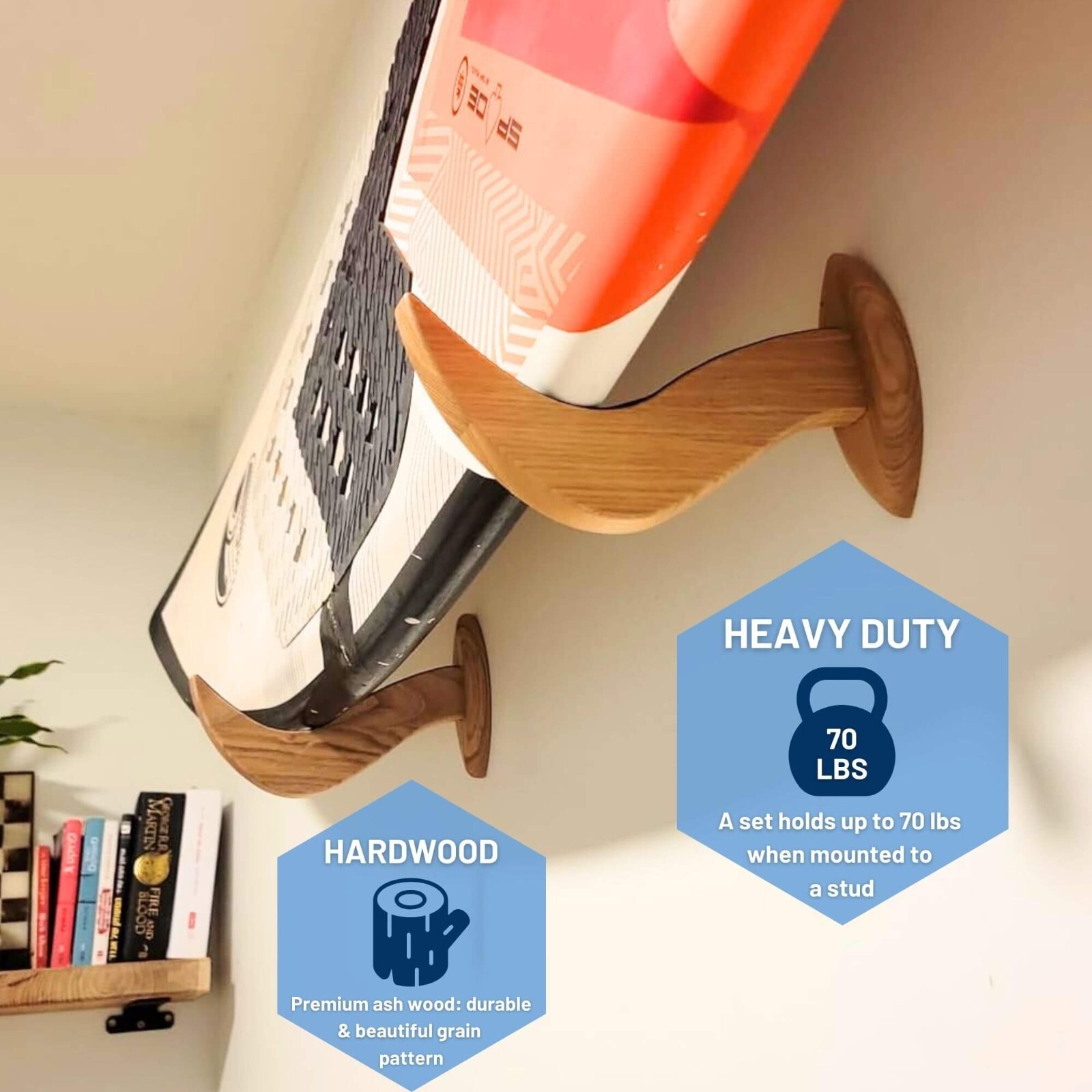 Hang 11 Surfboard Wall Mount – Surf Board Wall Hangers, Wooden Surfboard Rack