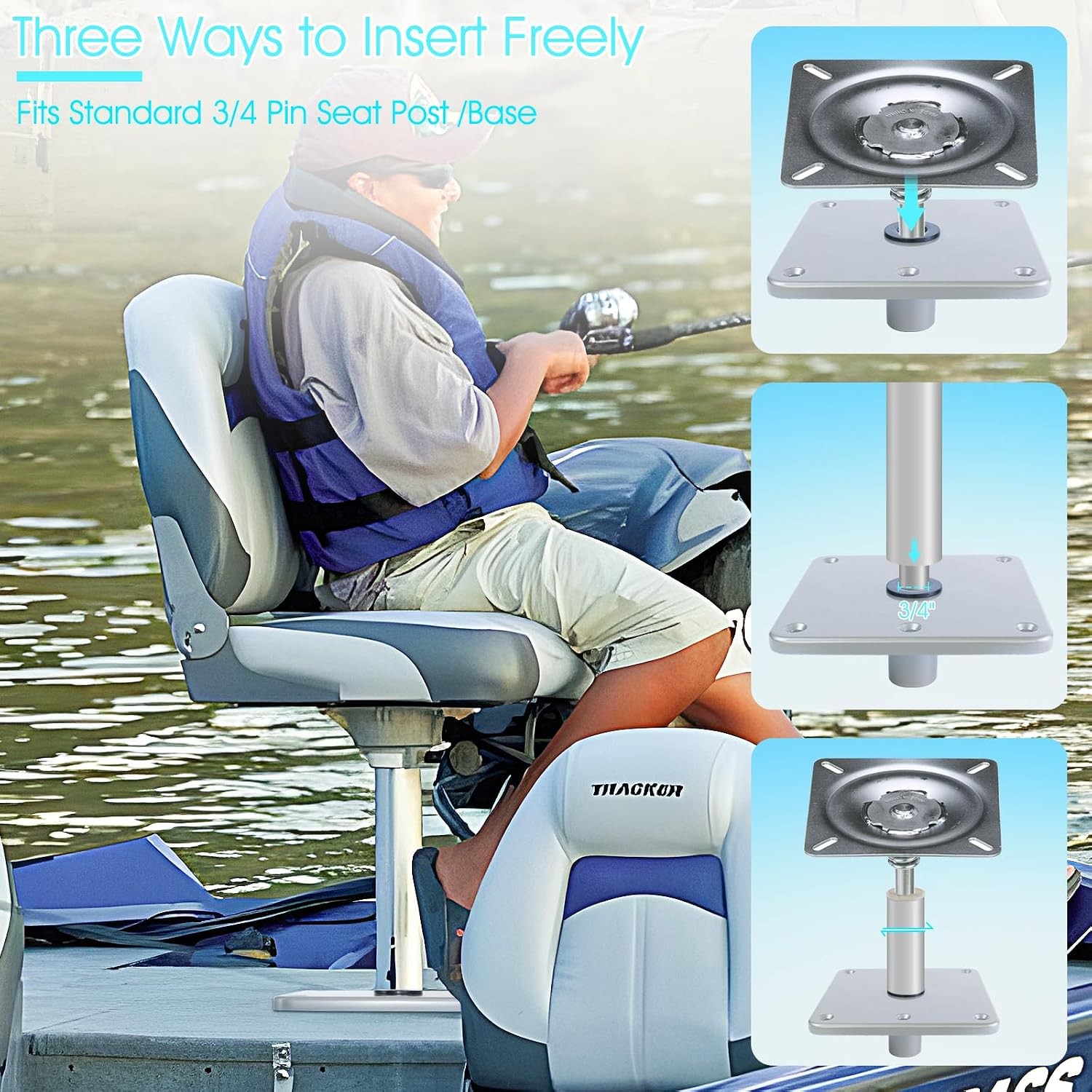 Boat Seat Base Mount Pedestal 1pack 7×7 Aluminum, Dark Gray