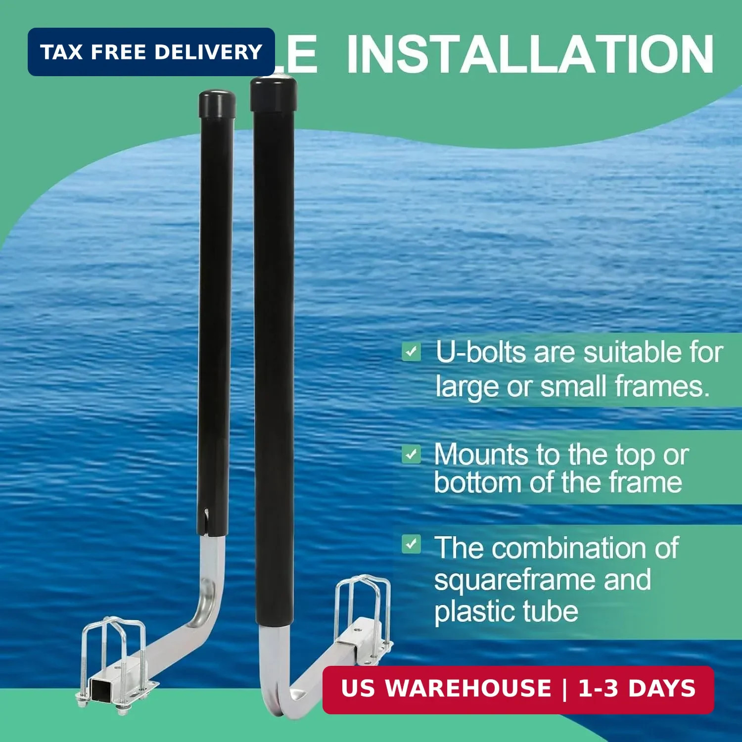 KUAFU 40-60In Adjustable Boat Trailer Guide Poles with PVC Pipes for Ski Boat Fi