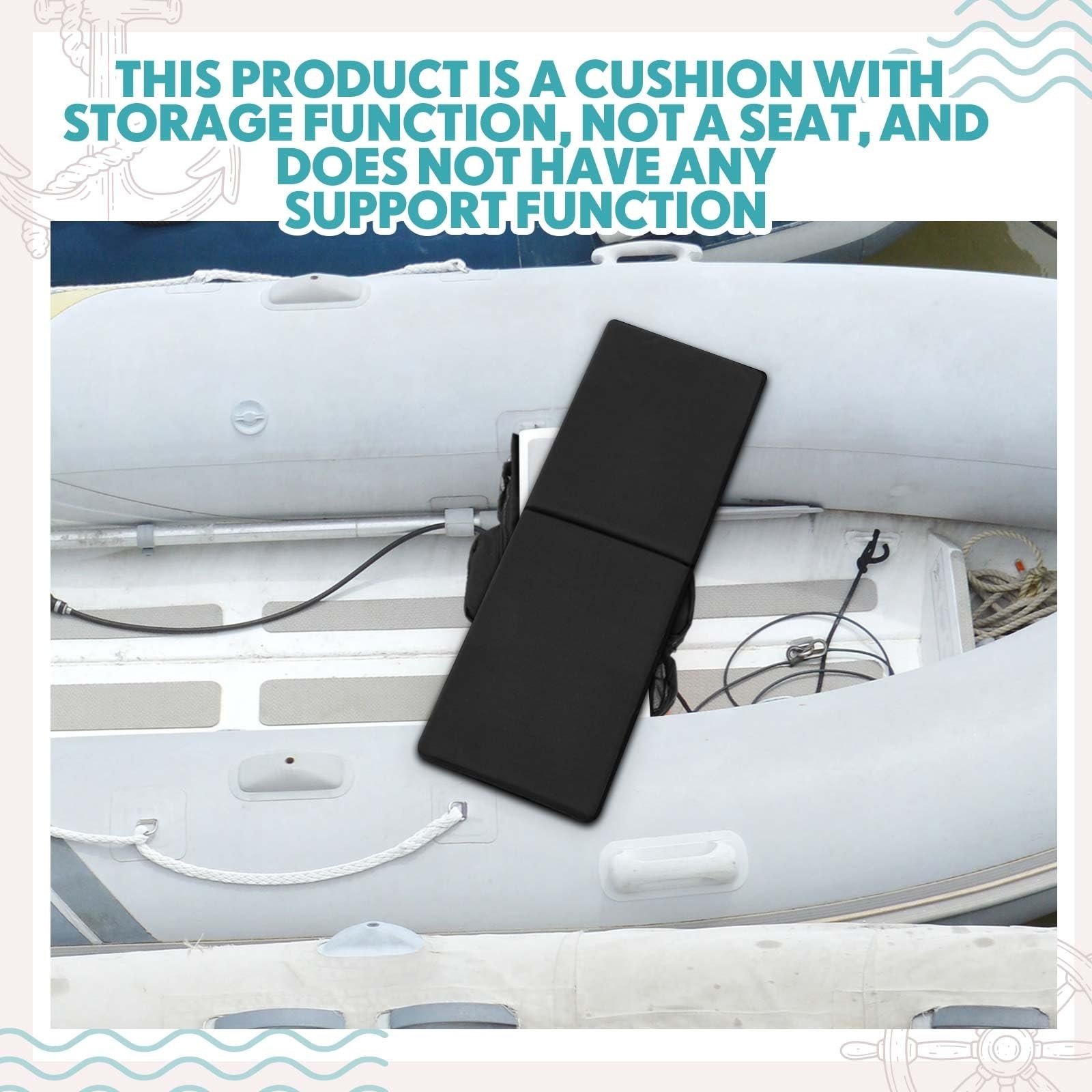 Inflatable Boat Seat Cushion & Underseat Bag with Pockets – Water Resistant Thic