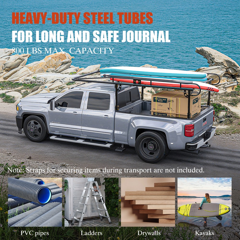 Universal Steel Over-cab Truck Bed Rack Contractor Pickup Lumber Full Size Rack