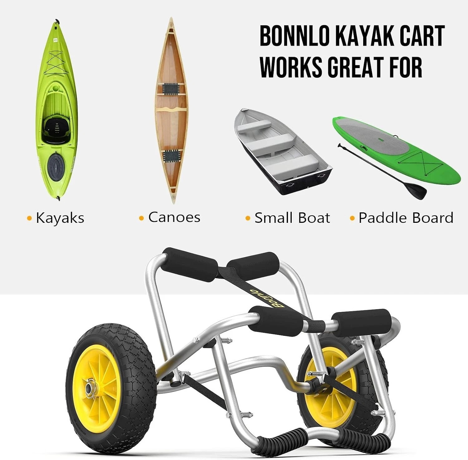 Kayak Cart Canoe Dolly Fishing Kayak Accessories Carrier Foldable Paddle Boar…