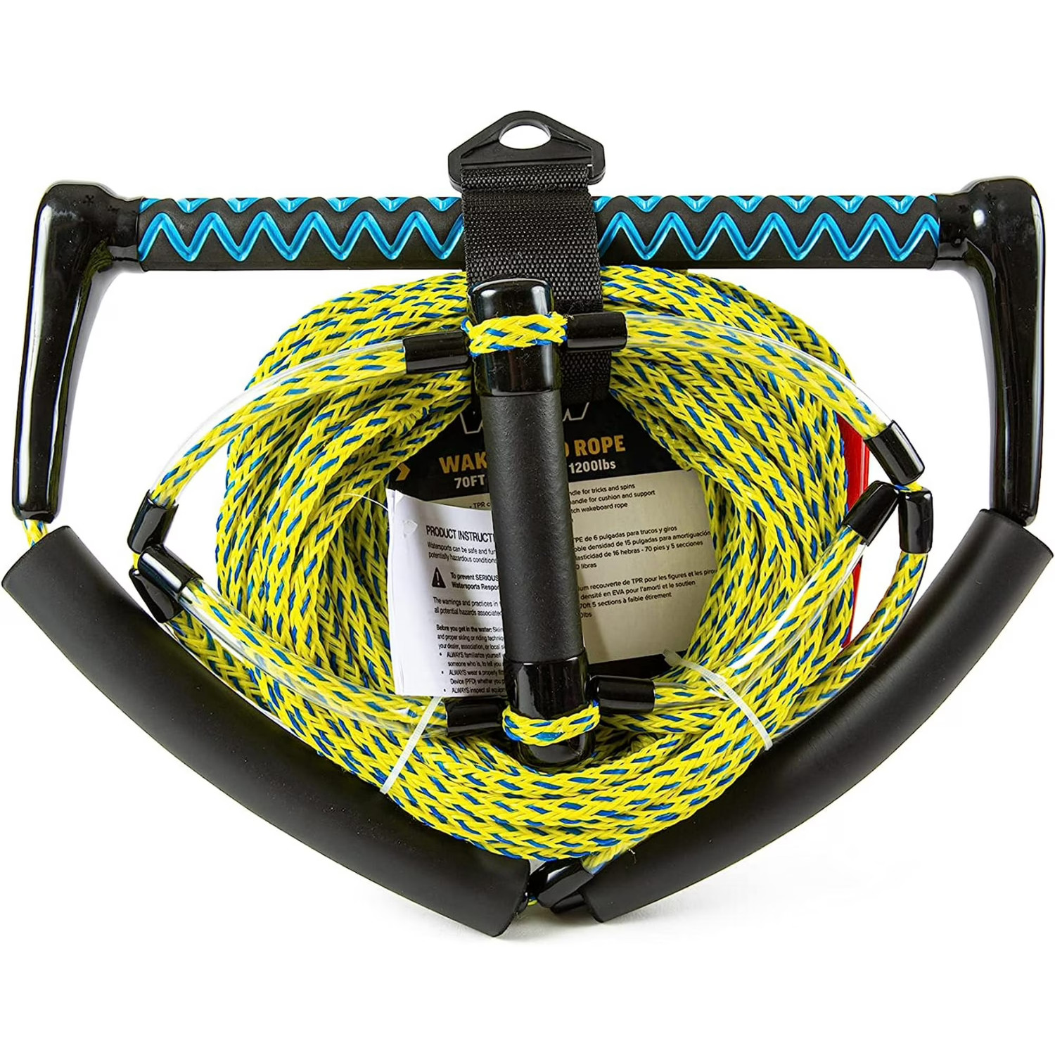 WOW Sports 70FT Wakeboard Tow Rope Trick Handle Water Ski Wakesurf