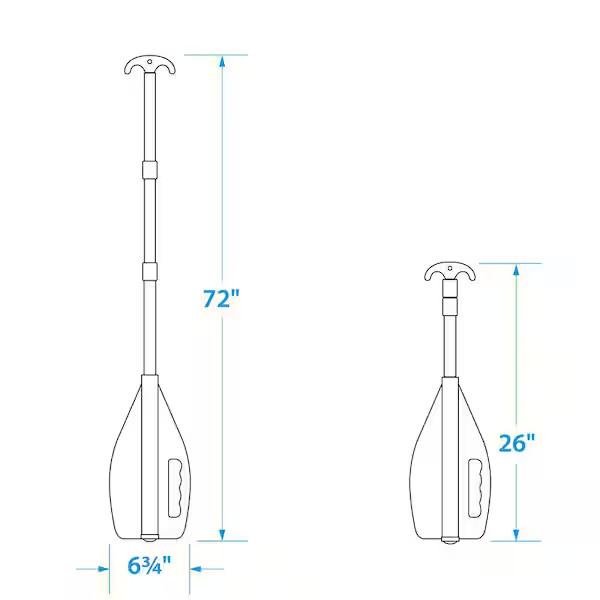 72 in. Telescoping Paddle – Orange Aluminum Adjustable Boating Oar, Lightweight.