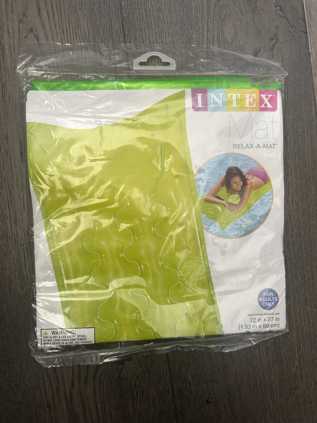 Intex Relax-A-Mat Lime Green Pool Float Mat 72in X 27in Adult Inflatable Lounge