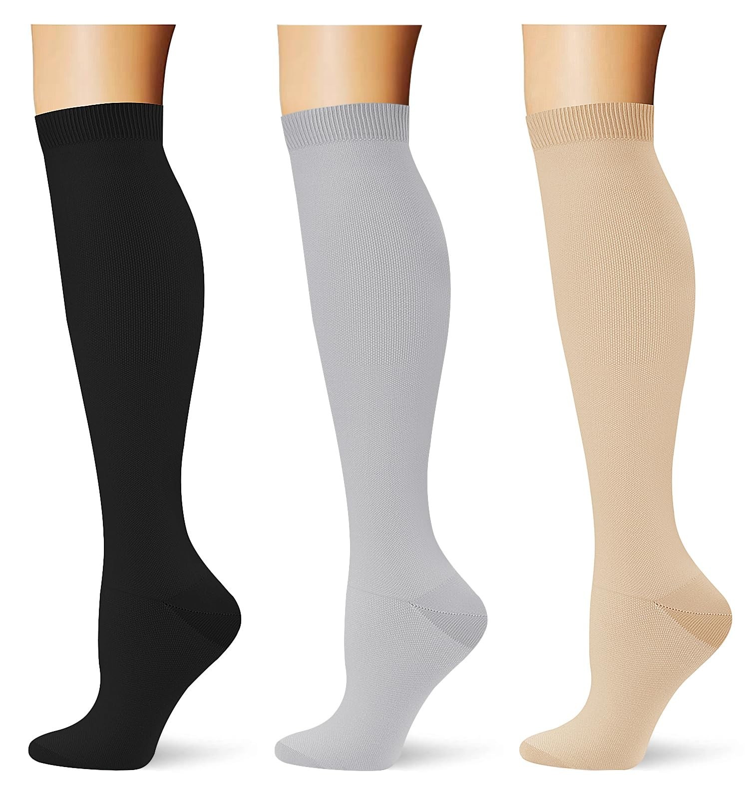 (3 pairs) Compression Socks 20-30 mmHg Long Knee High Socks for Women Men Sup…