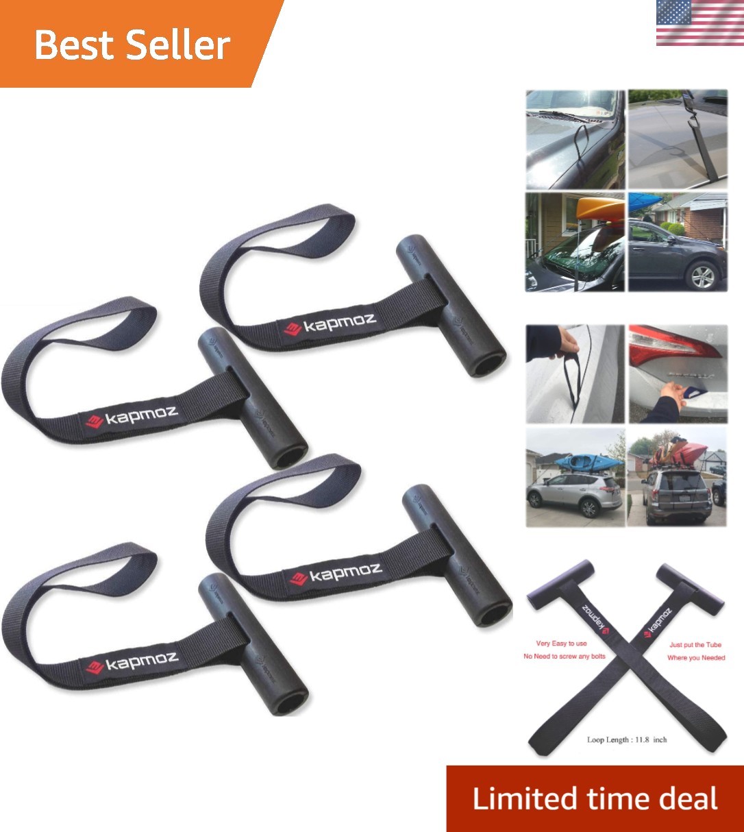 Heavy-Duty Kayak Tie Down Loops – 300 lbs Trunk Anchors for Secure Transport