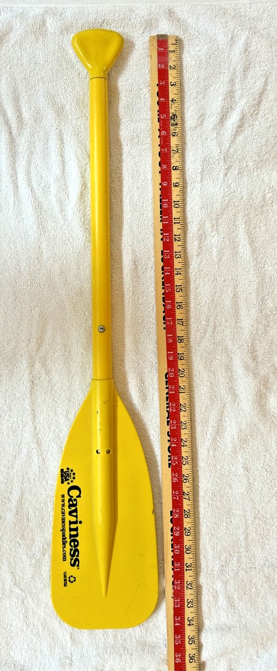 Caviness 34″ boat/canoe/kayak paddle heavy duty pastic yellow, used, Made in USA