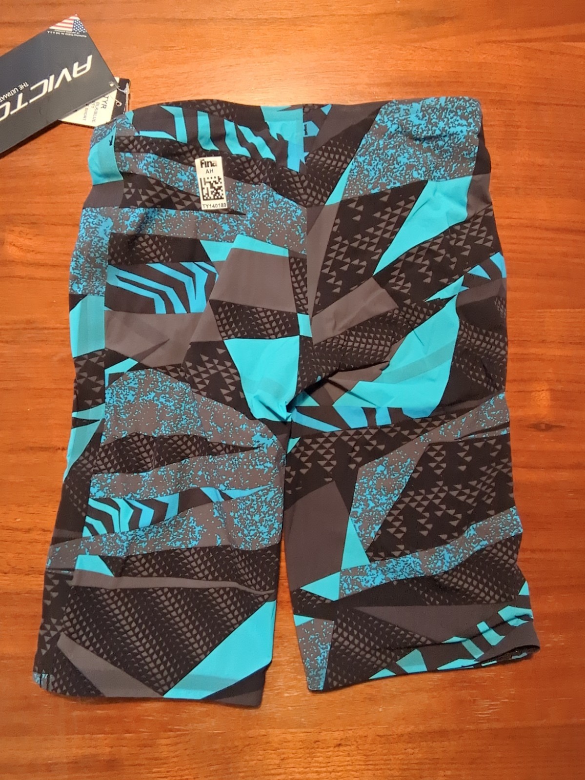 TYR Mens Avictor Prelude Male Short Jammer Black/Blue Size 28 FINA Approved