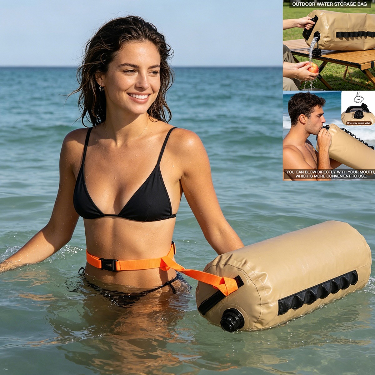 Swim Buoy for Open Water 10L Water Storage Sack 500D Safety Float Waterproof Bag