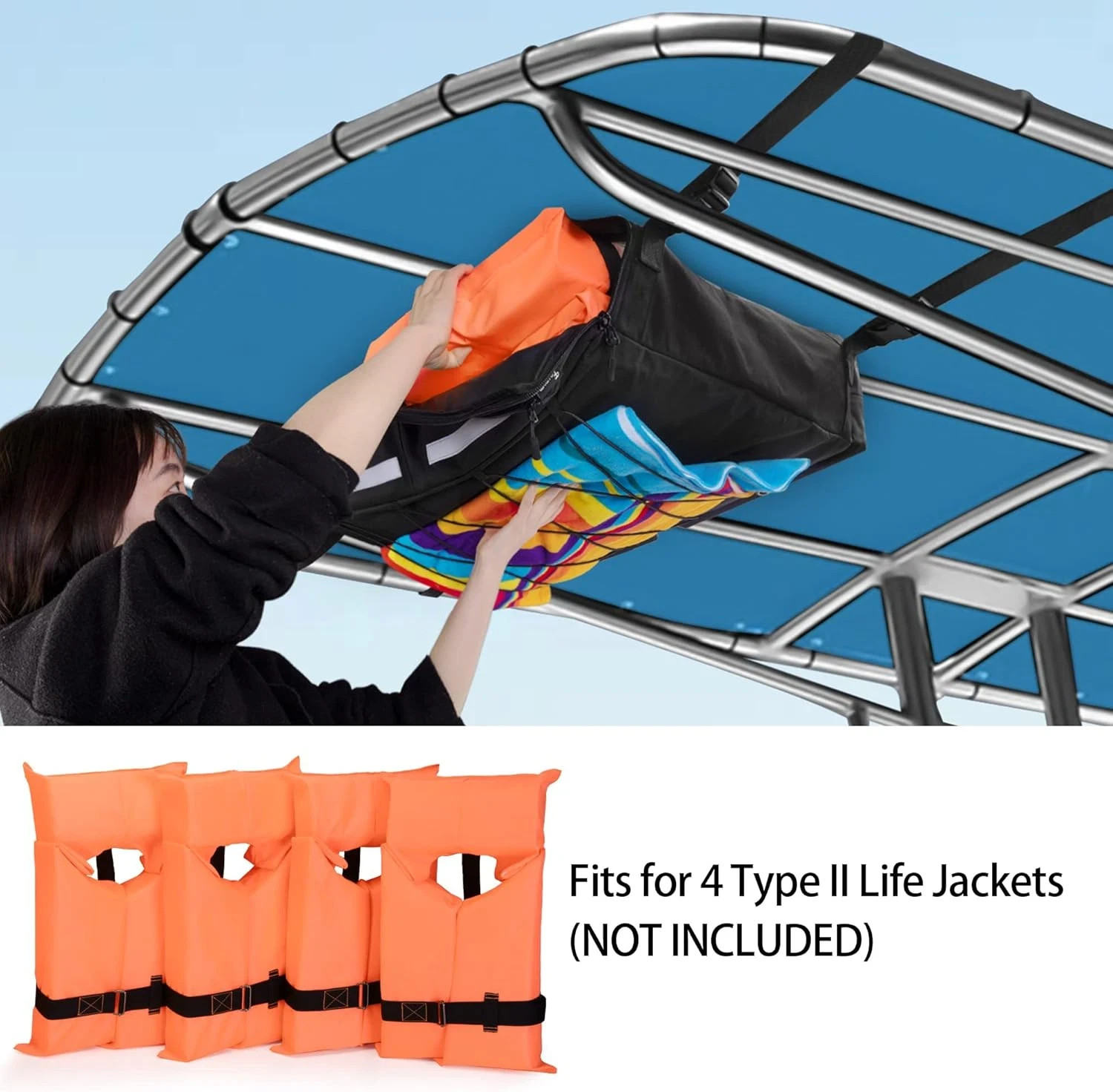 T-Top Storage Bag for Boat Life Jackets, Holds up to 4/6 Type II Life Jackets, B