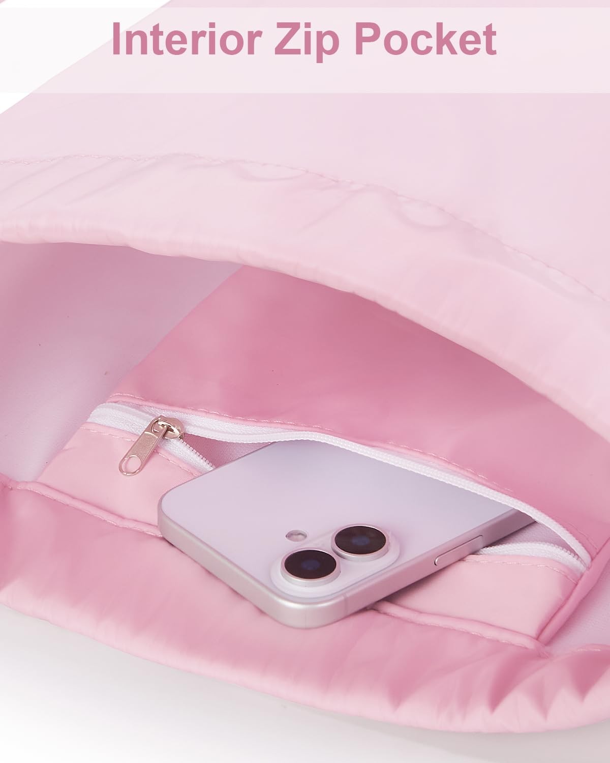 BAVELOE Drawstring Backpack with Mesh Pocket Water Resistant One Size, Pink