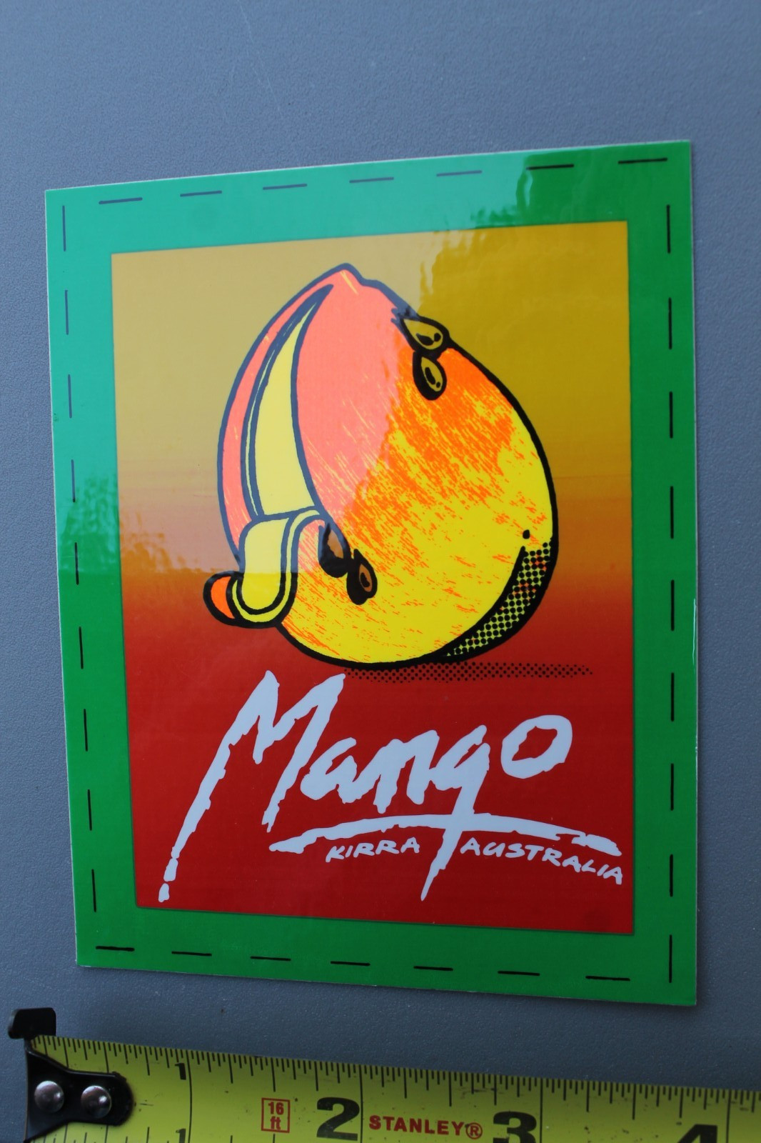 Mango Kirra Australia Neon Orange Green Surf 80’s V71C Vintage Surfing STICKER