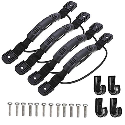 4Pcs Kayaks Canoe Side Mount Handles Replacement Kit with Bungee Cord Black