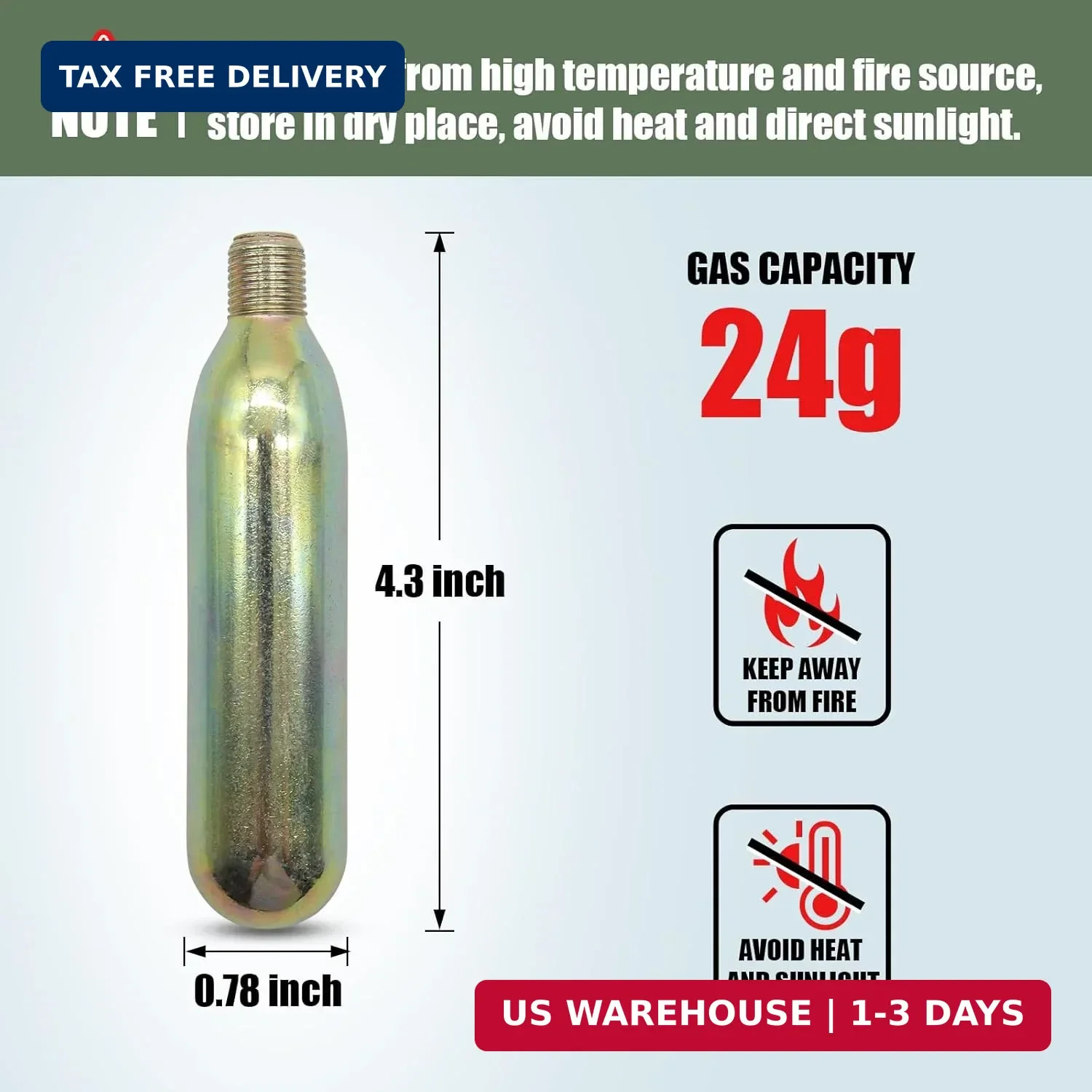 24 Gram CO2 Cartridge for Life Vest, Auto/Manual PFD Life Jacket Rearming Kit, M