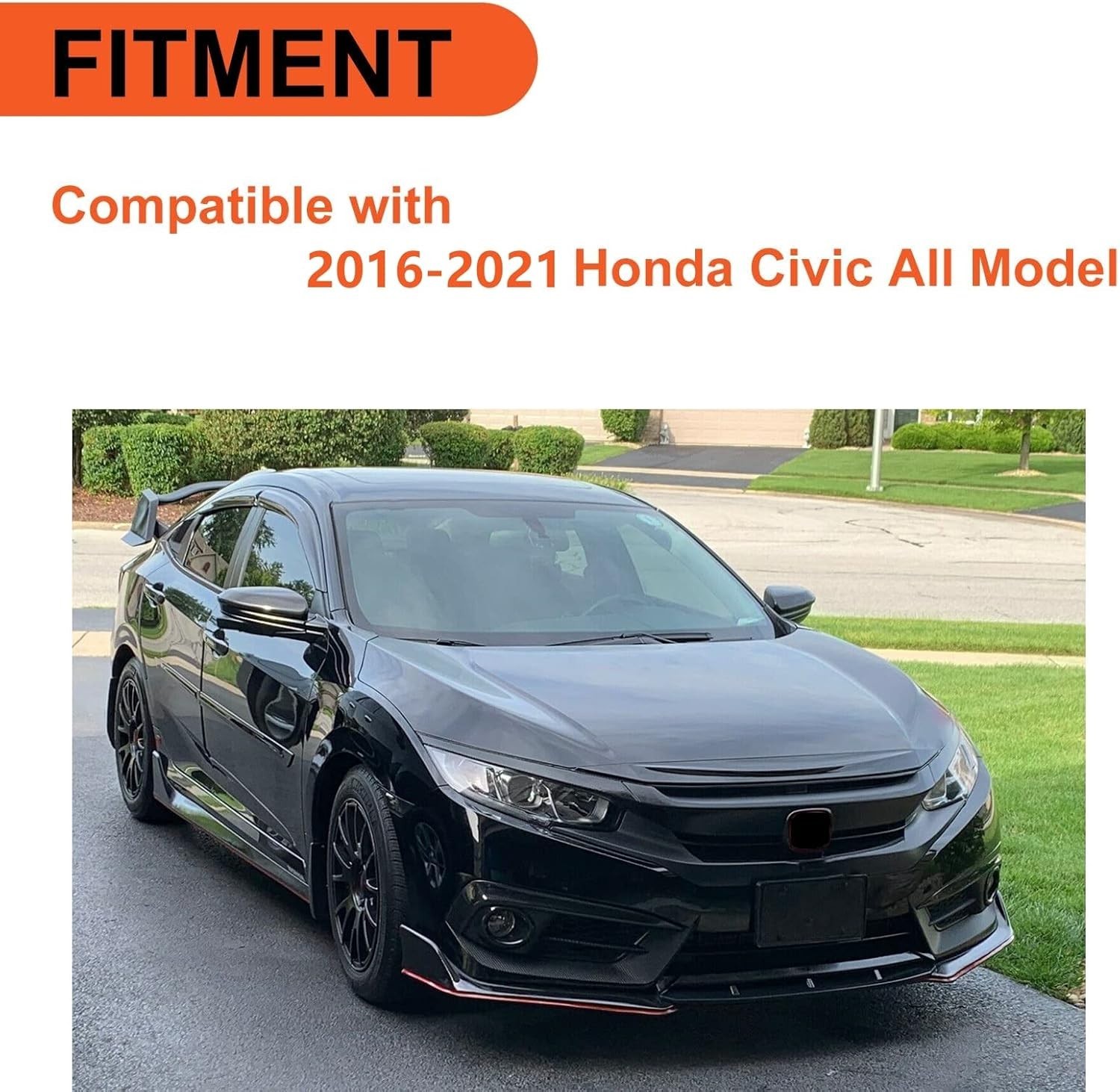 Front Hood Bumper Upper Trim Nose Cover Compatible with 2016-2021 Honda Civic 10