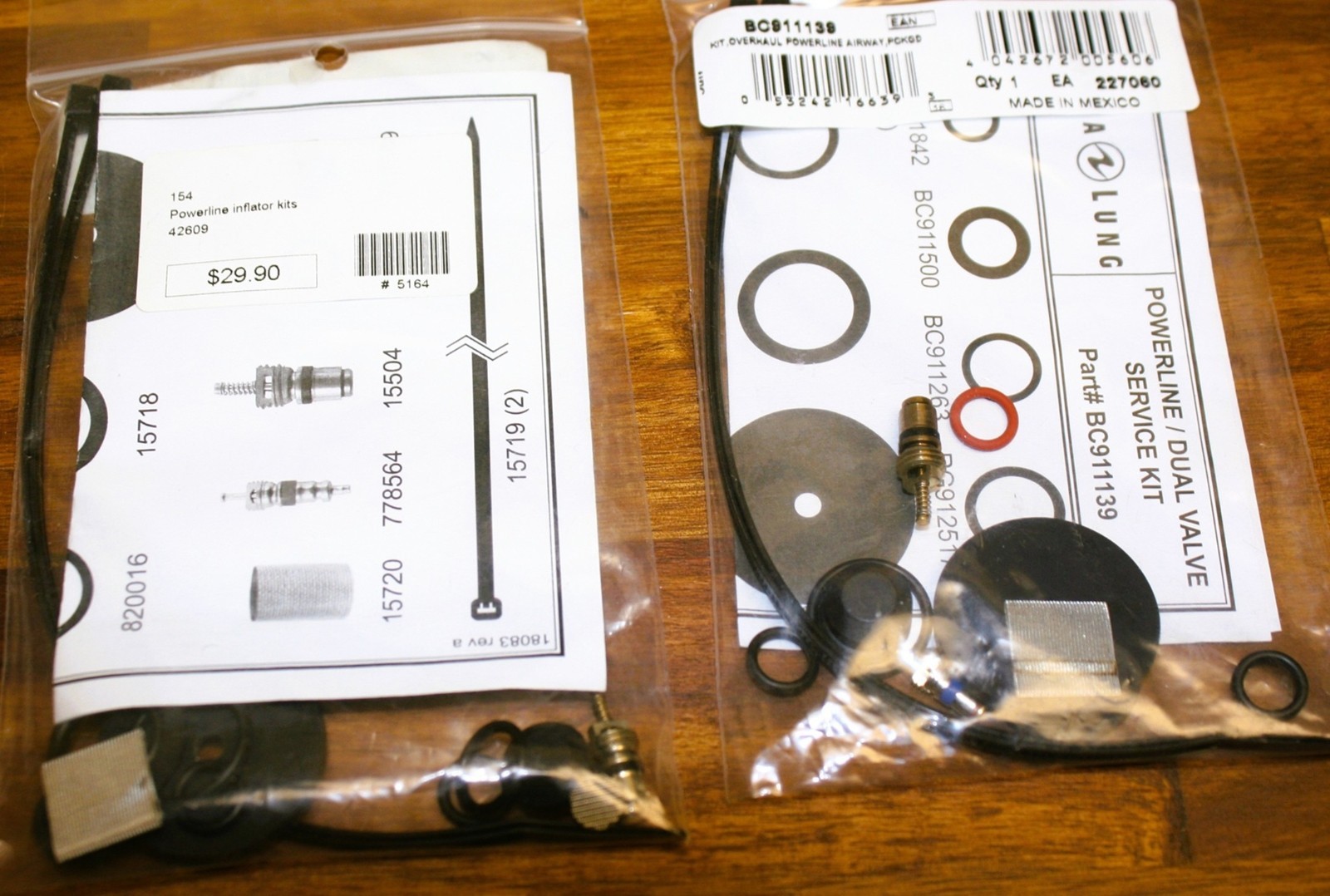 Aqualung powerline/dual valve service kit scuba diving inflator new service kit