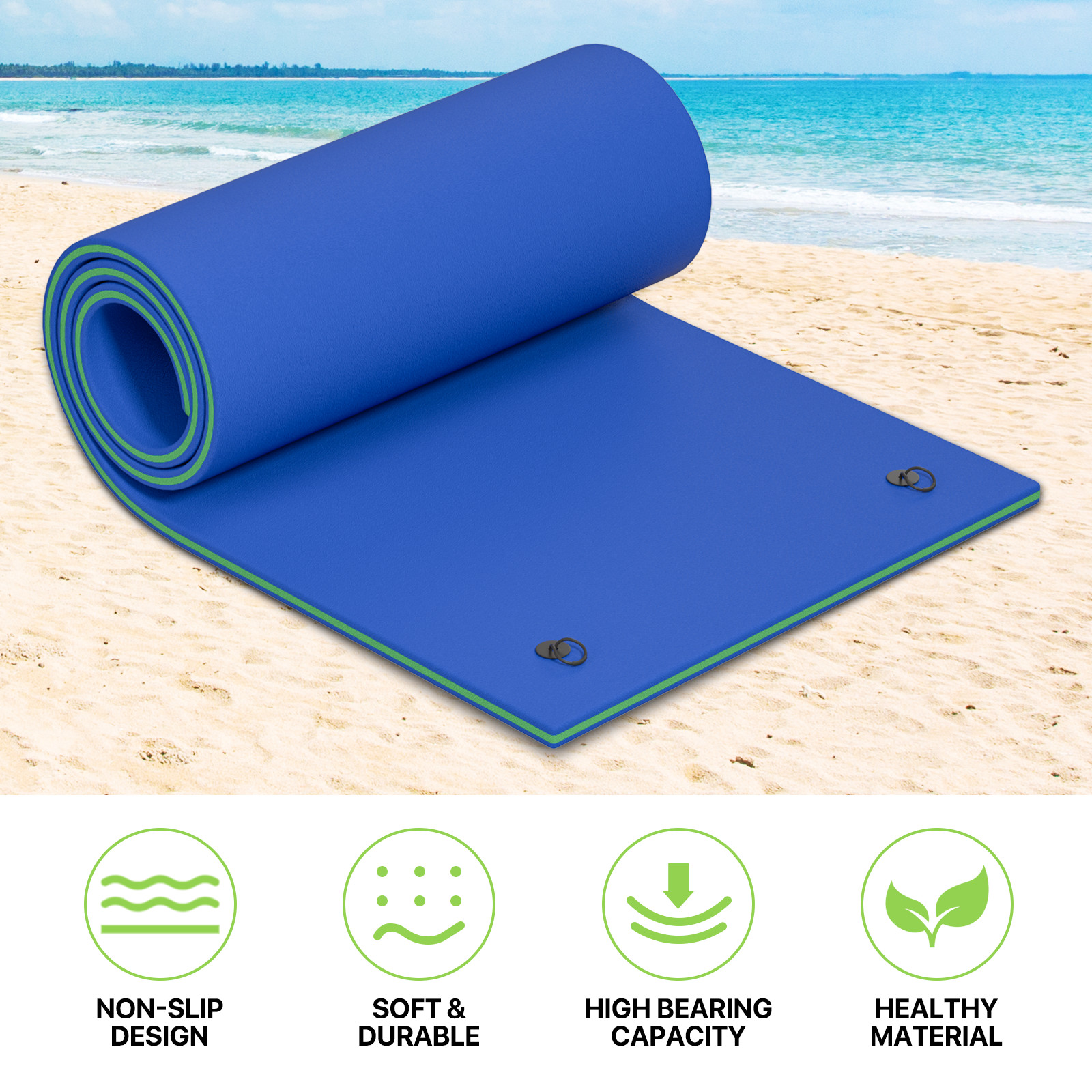 12 ft Blue Floating Water Pad 3-Layer XPE Foam Lounge Bed River Gaint Float Mat