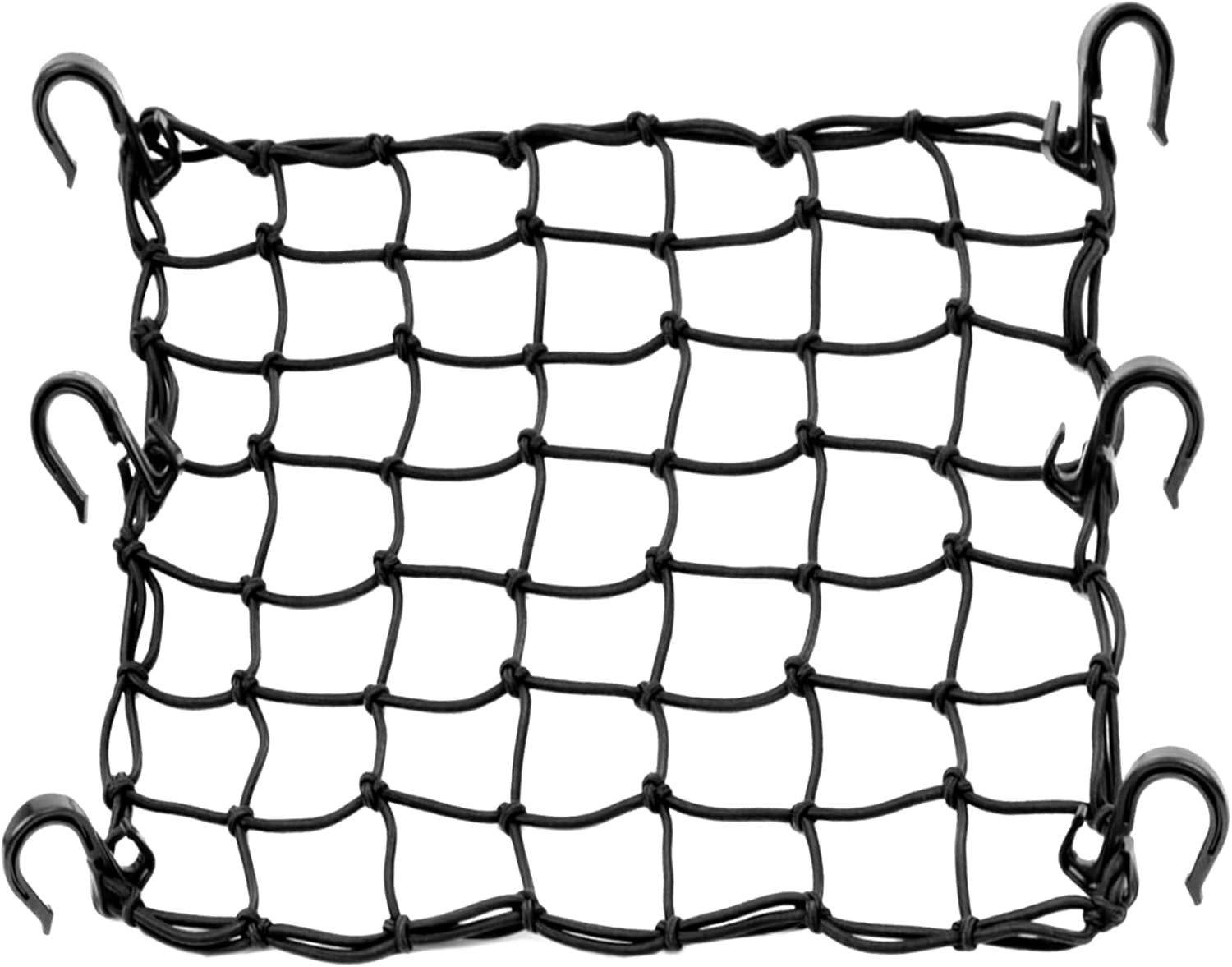 Small Cargo Net with 6 Thicken Hooks, 15″x15″ Stretches to 30″x30″ High Quality