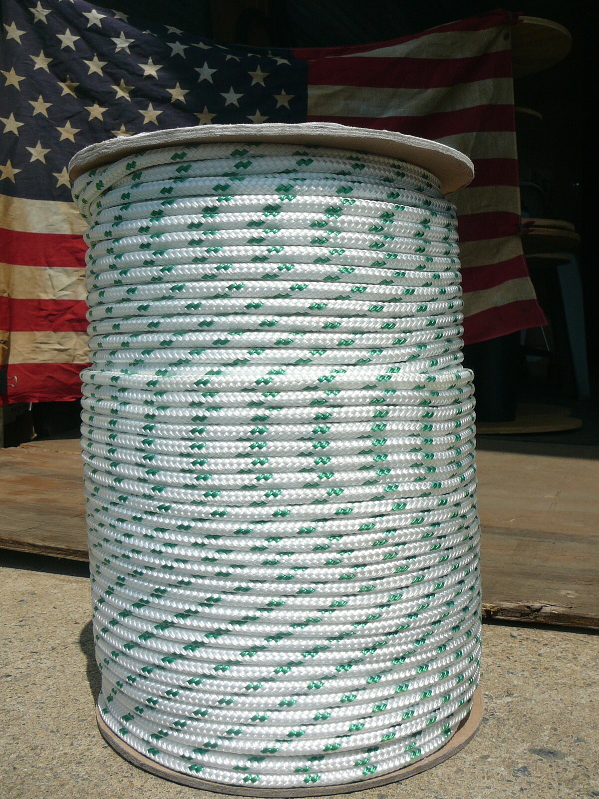 Sailboat Rigging Rope 1/4″ x 21′ White/Green Double Braided Sheet Halyard Line
