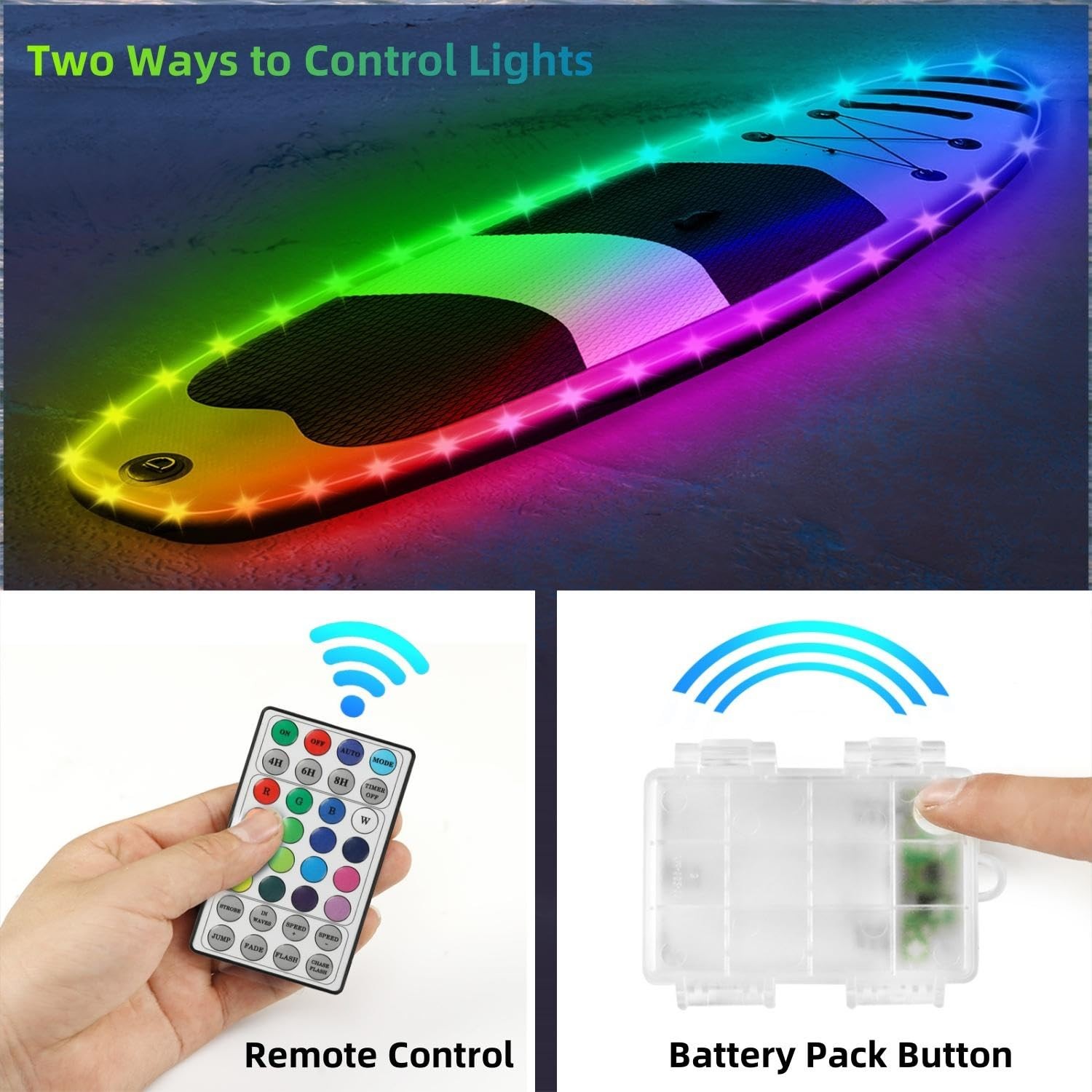 Kayak Paddle Board Lights Kit, IP68 Waterproof Dream Color 22FT, Multicolor