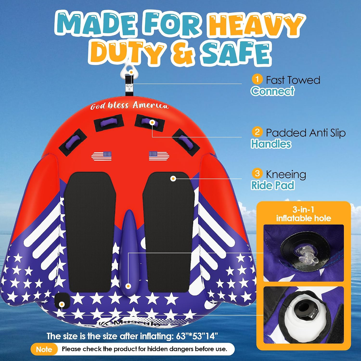 Towable Tubes for Boating – 2-3 Person Shark Battle Tank, Boat Tubes & Towables,