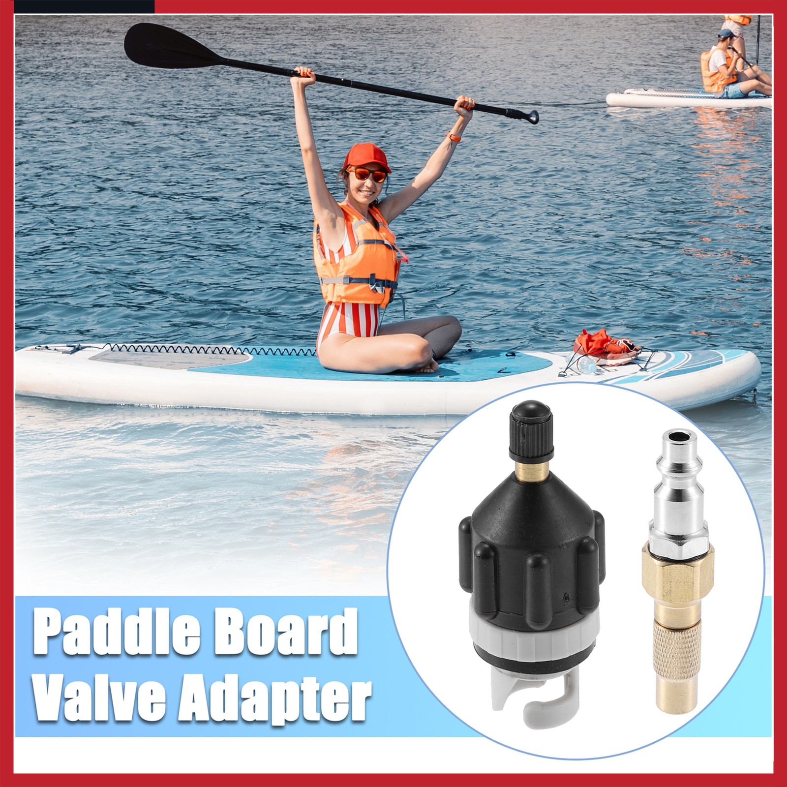 Boat Paddle Board Valve Adapter kit with America Type Push Inflatable Nozzle