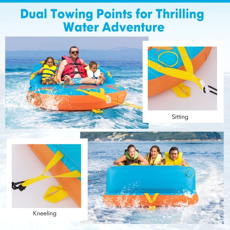 3-person inflatable Rider Towable Tube for Boating With Heavy-Duty Nylon Cover