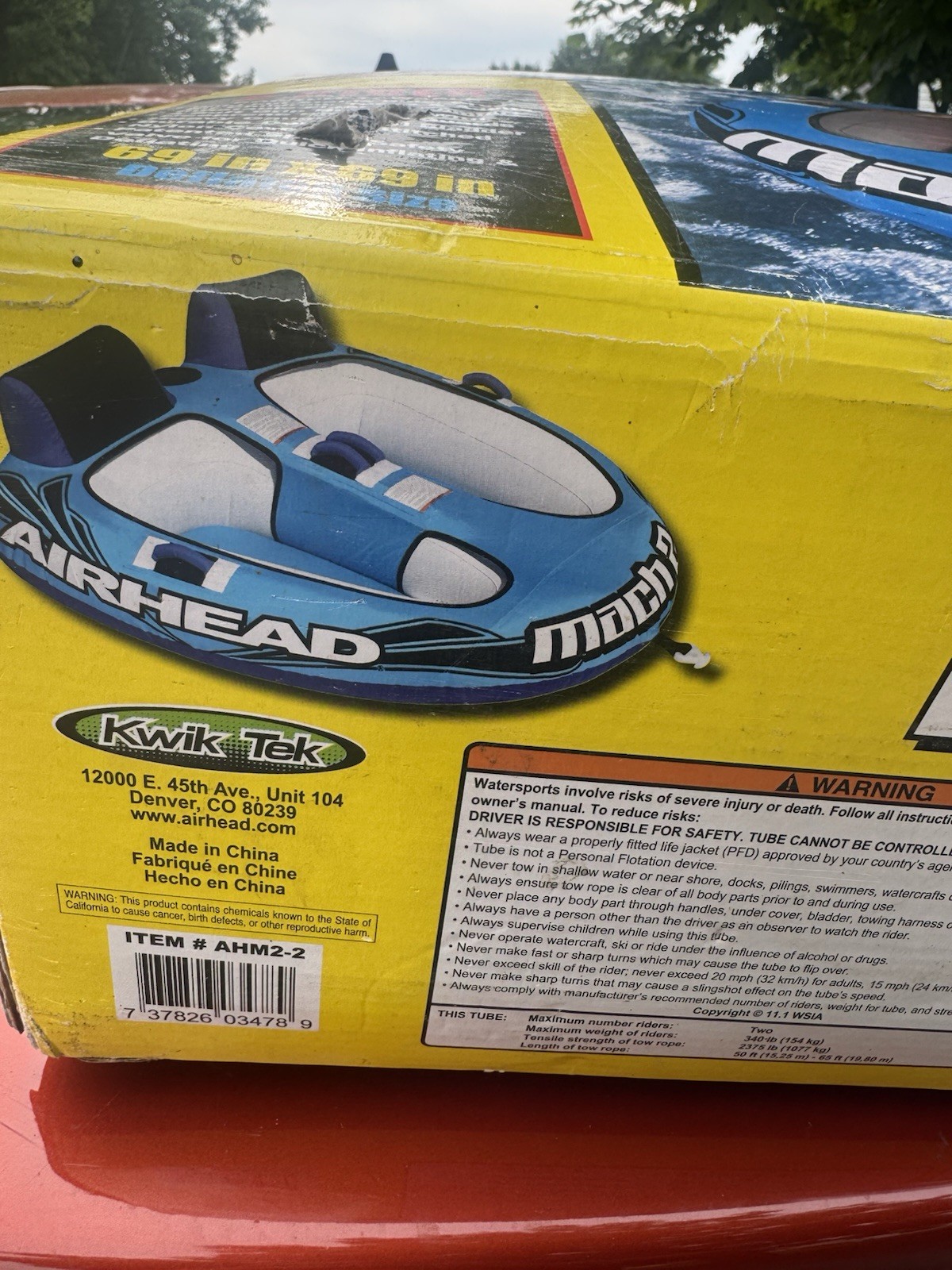 AIRHEAD Mach 2 (AHM2-2) Inflatable Two-Seat Towable (for Tubing) New In Box
