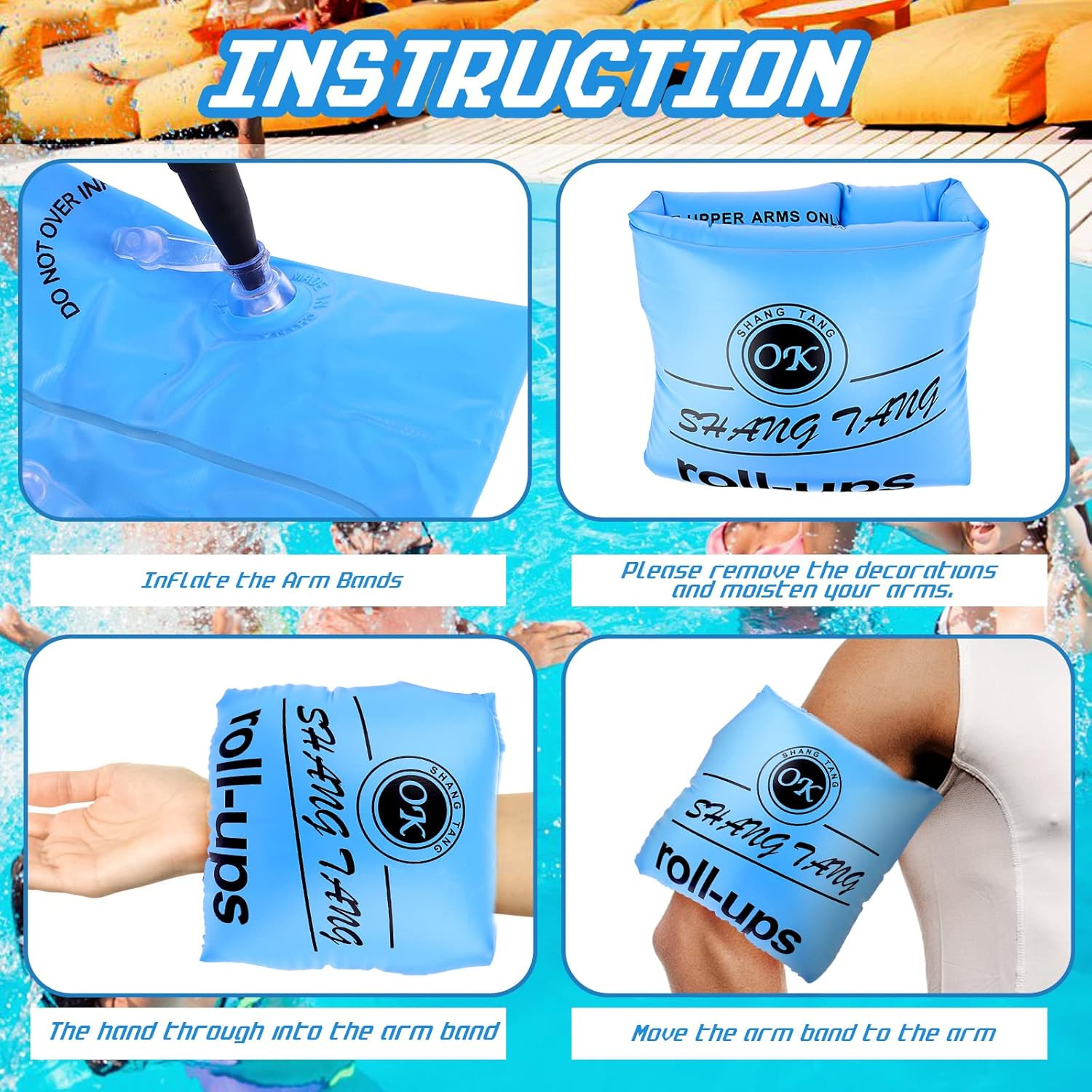 2 Pack Arm Floaties for Adults and Kids, Water Wings Inflatable Arm Swimming