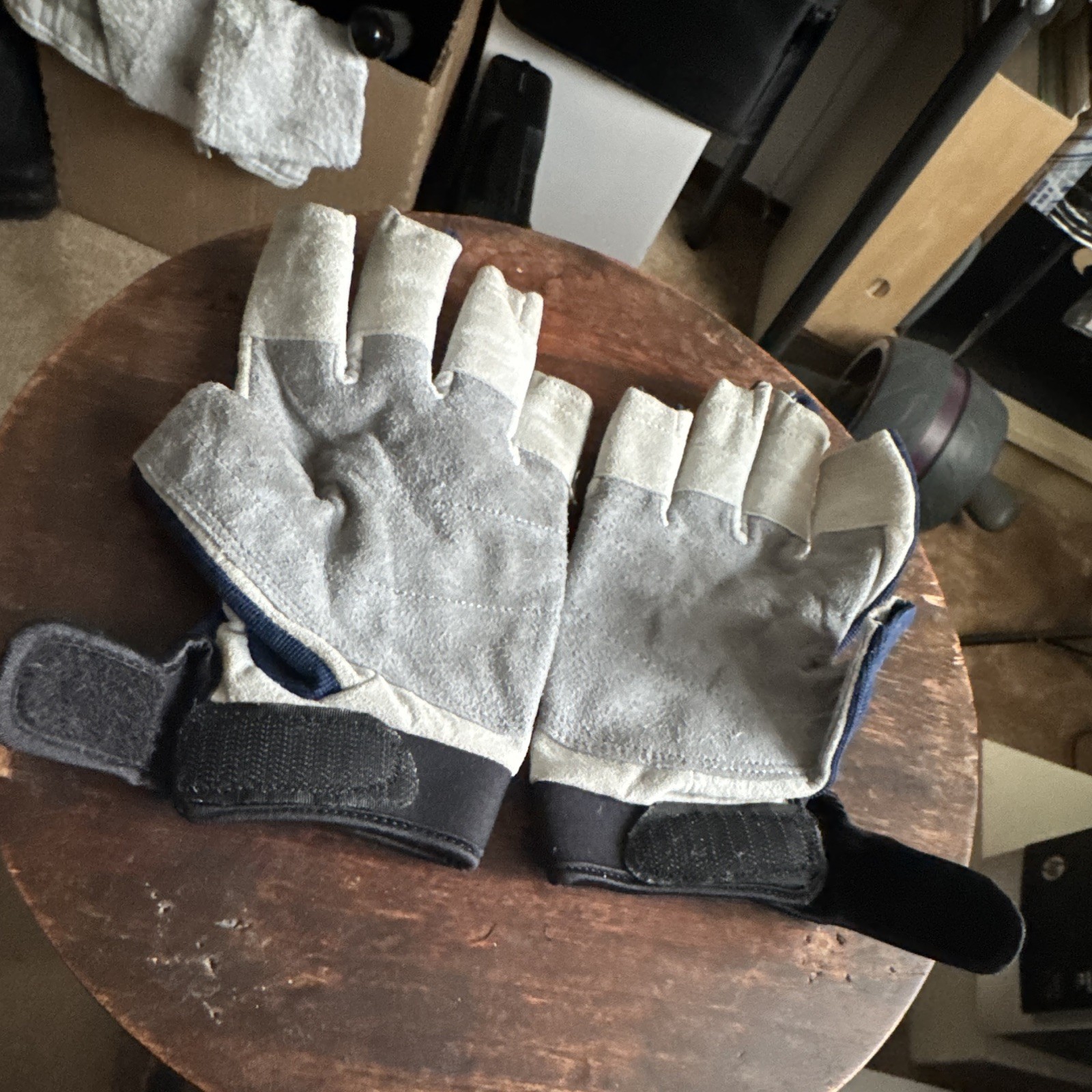 Gill Blue/Gray Fingerless Sailing Gloves Pair w/ Reinforced Palm