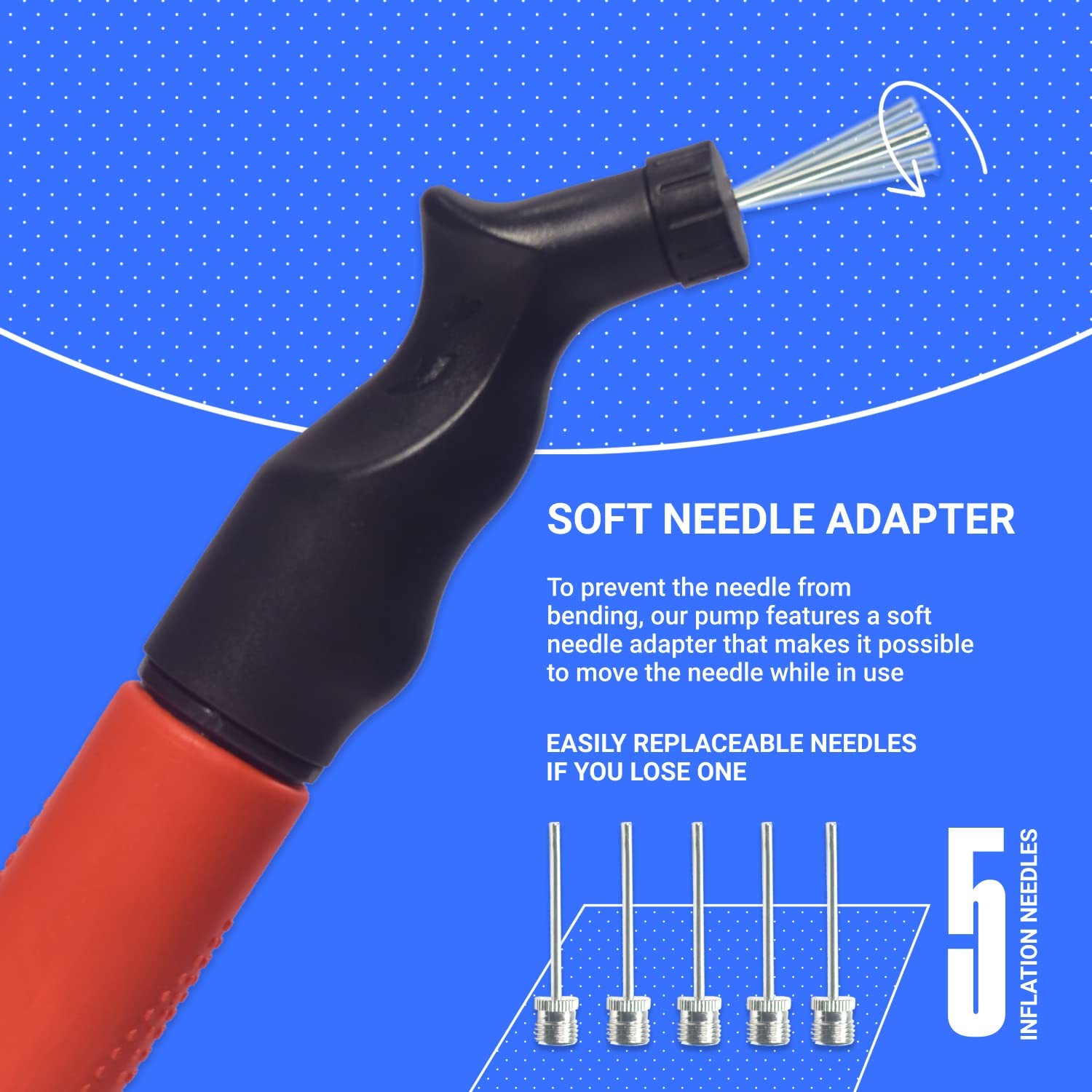 SPORTBIT Ball Pump for Sports Balls – Push & Pull Inflating System – Hand RED