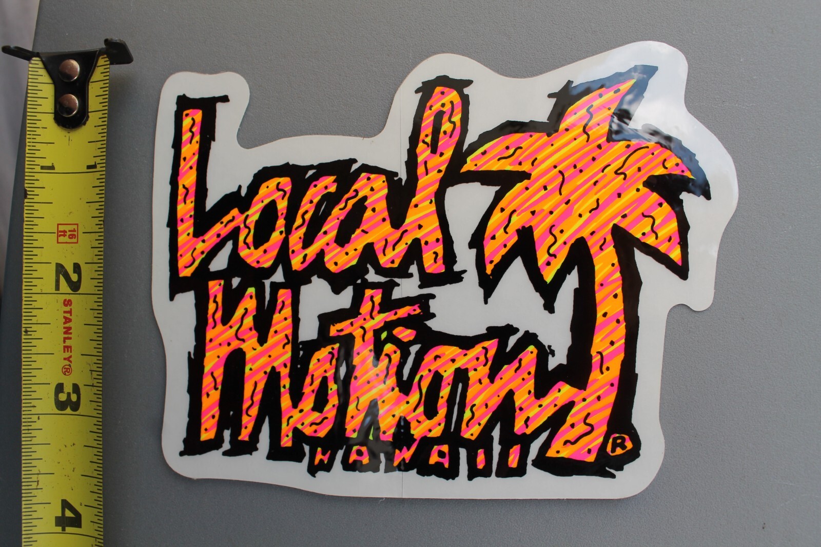 LOCAL MOTION Hawaii Clear Neon Aloha Orange OG LM2 80’s Vintage Surfing STICKER