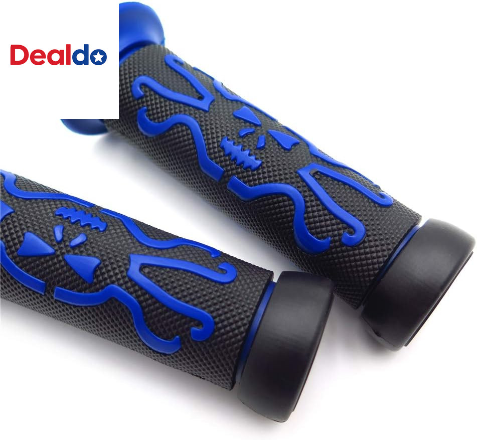 XH4089- Skull Grips BLUE Compatible with QUAD YAMAHA KAWASAKI POLARIS SEADOO WAT