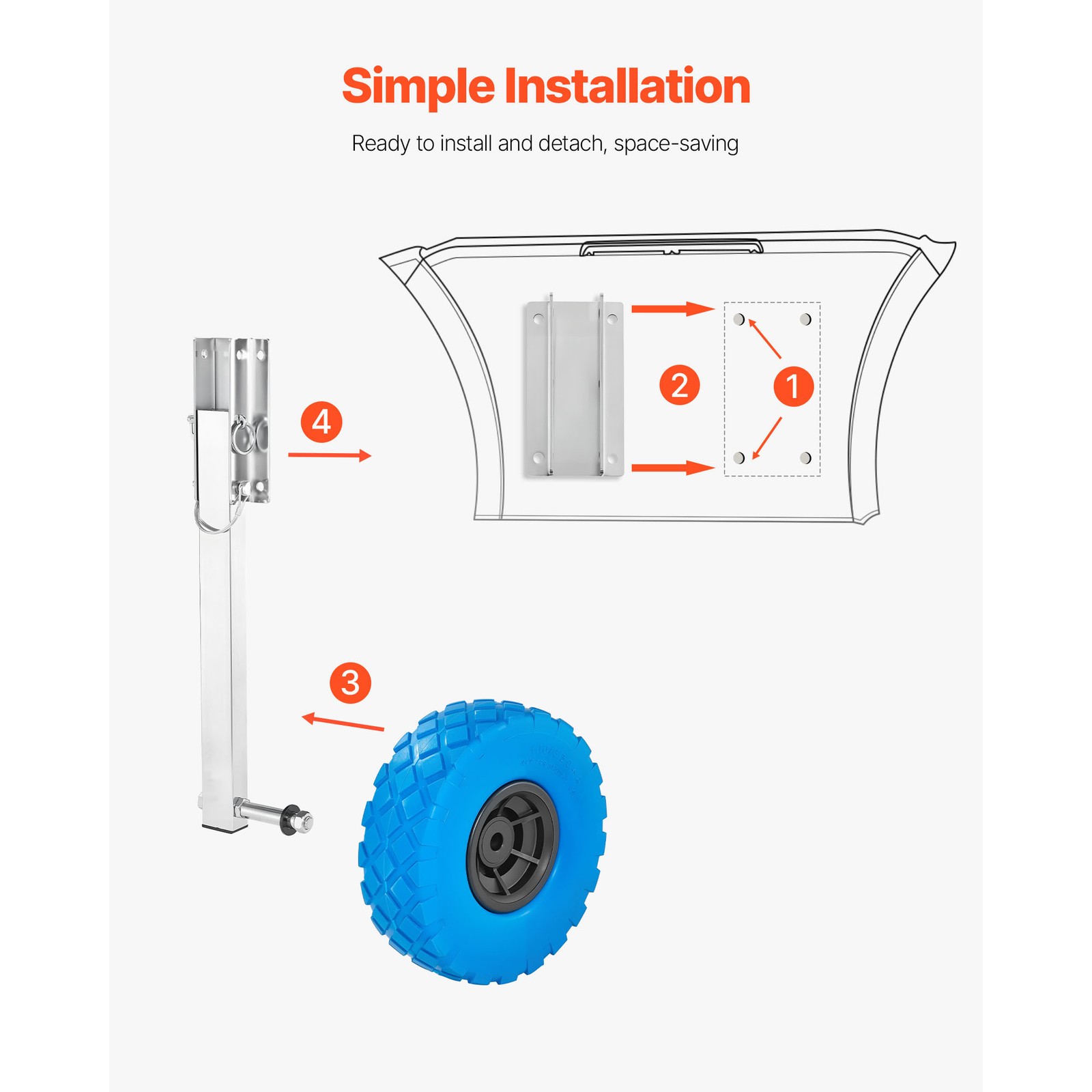 Uimoso 300 lbs Boat Launch Wheels, 10″ Stainless Steel Transom Wheels