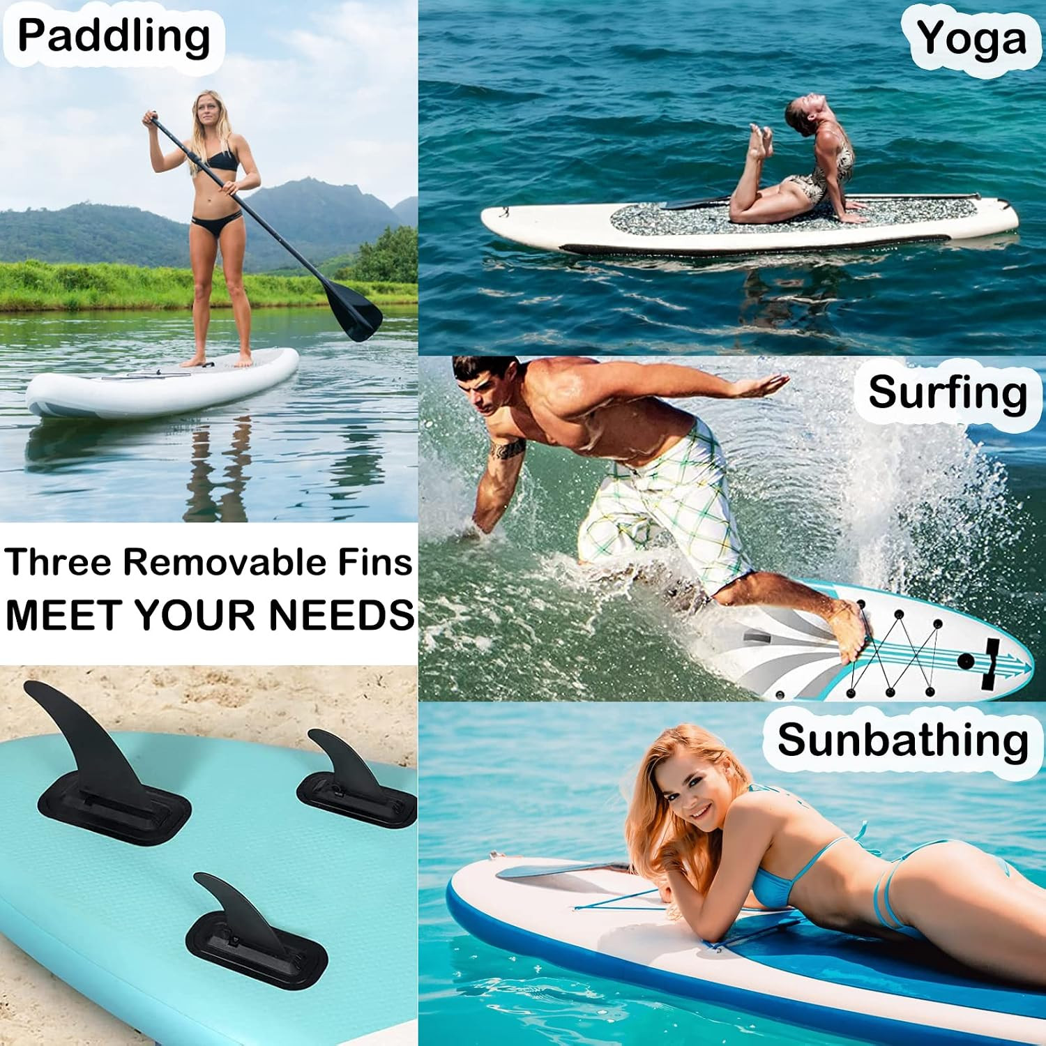 Paddle Board Fins Replacement Set of 3 (1P 9″ & 2P 5″), Choose from Three Option