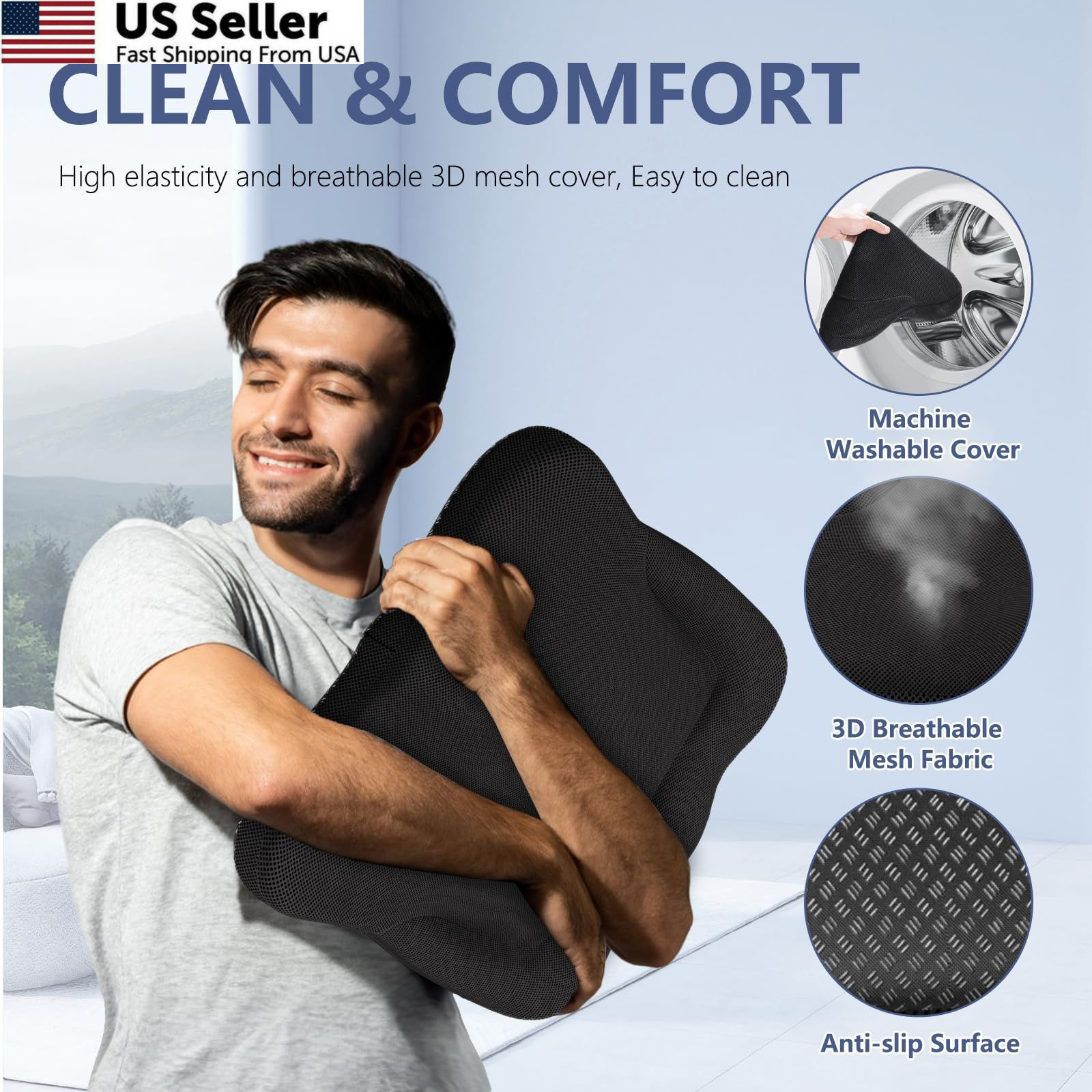 Tsmertor Kayak Seat Cushion Anti-Slip, Thicken Waterproof Large, Black