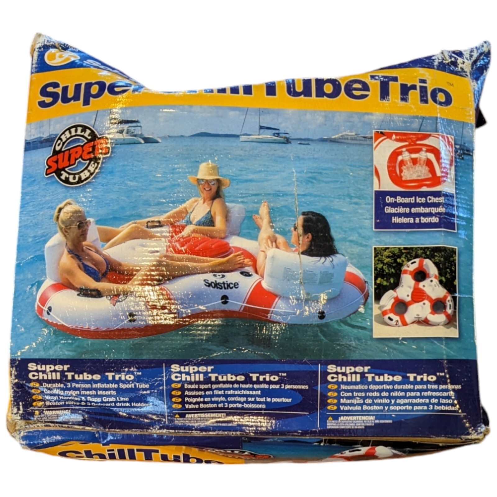3 Person River Floating Tube Inner Drink Holder Lake Rafting Super Chill Trio