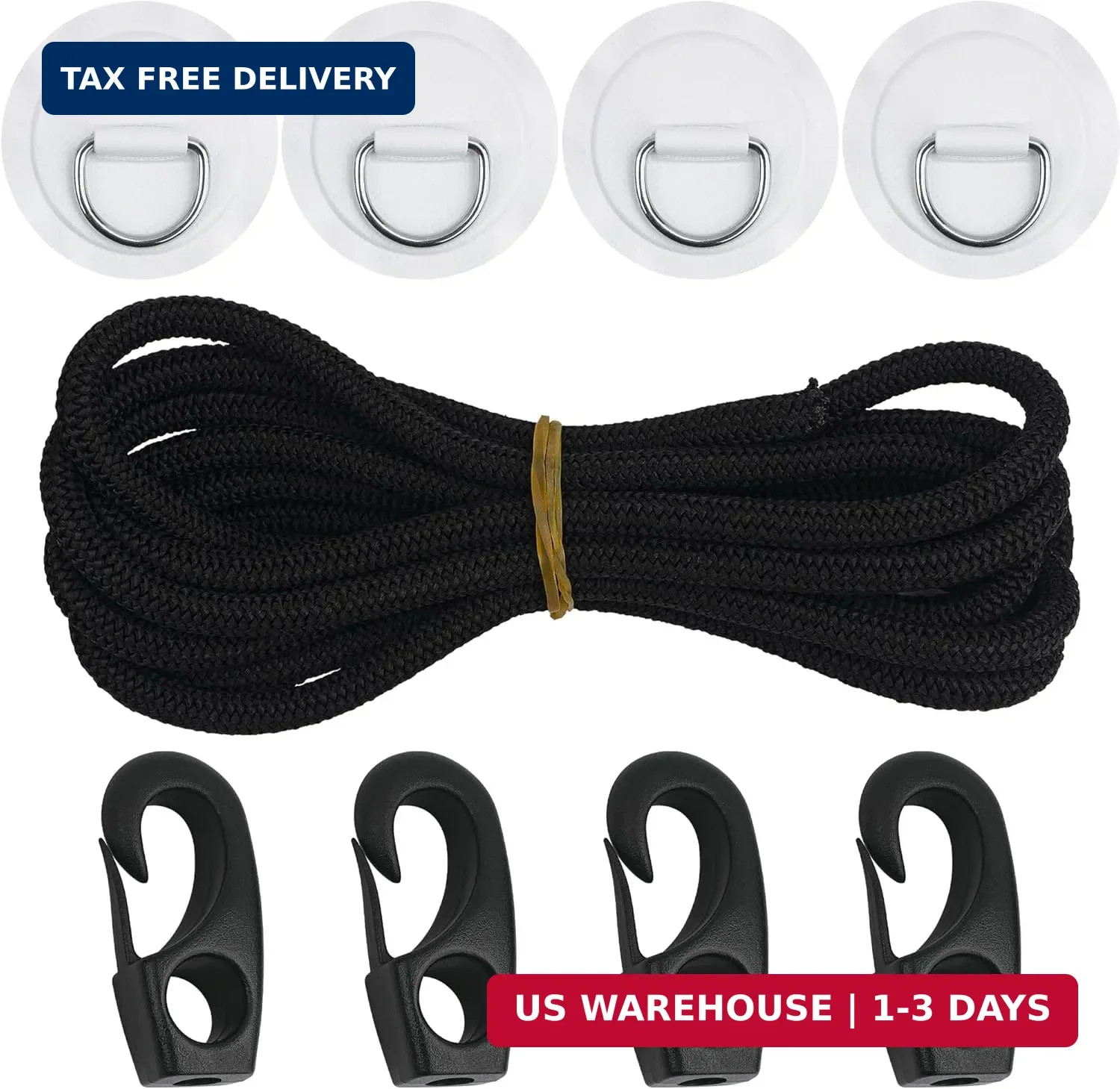 Stainless Steel D-Ring Patch Kit, PVC Paddle Board D-Rings for Kayak, Inflatable