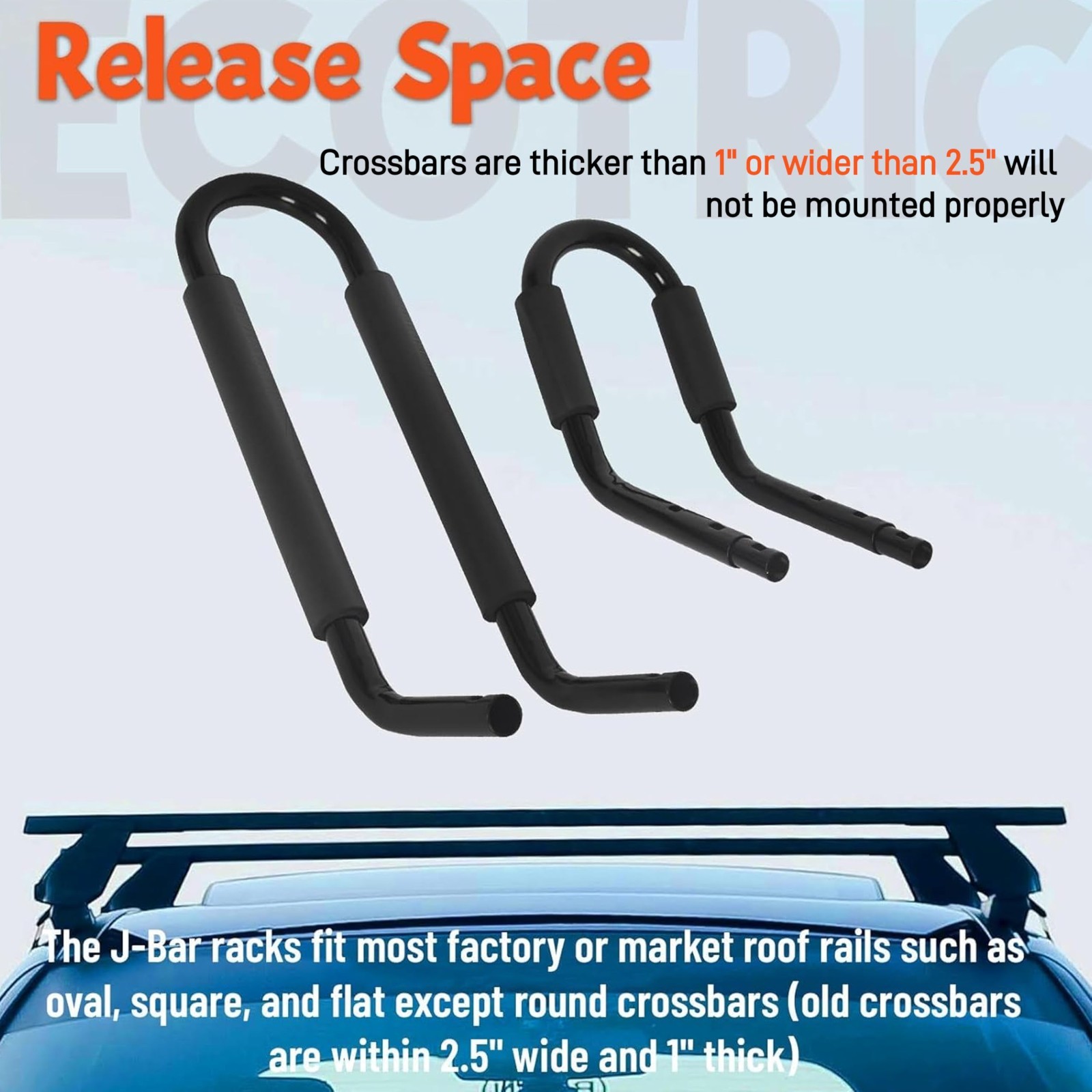 Universal Kayak Roof Rack J-Bar Carrier for Canoe, Surfboard, Ski – Set of 2