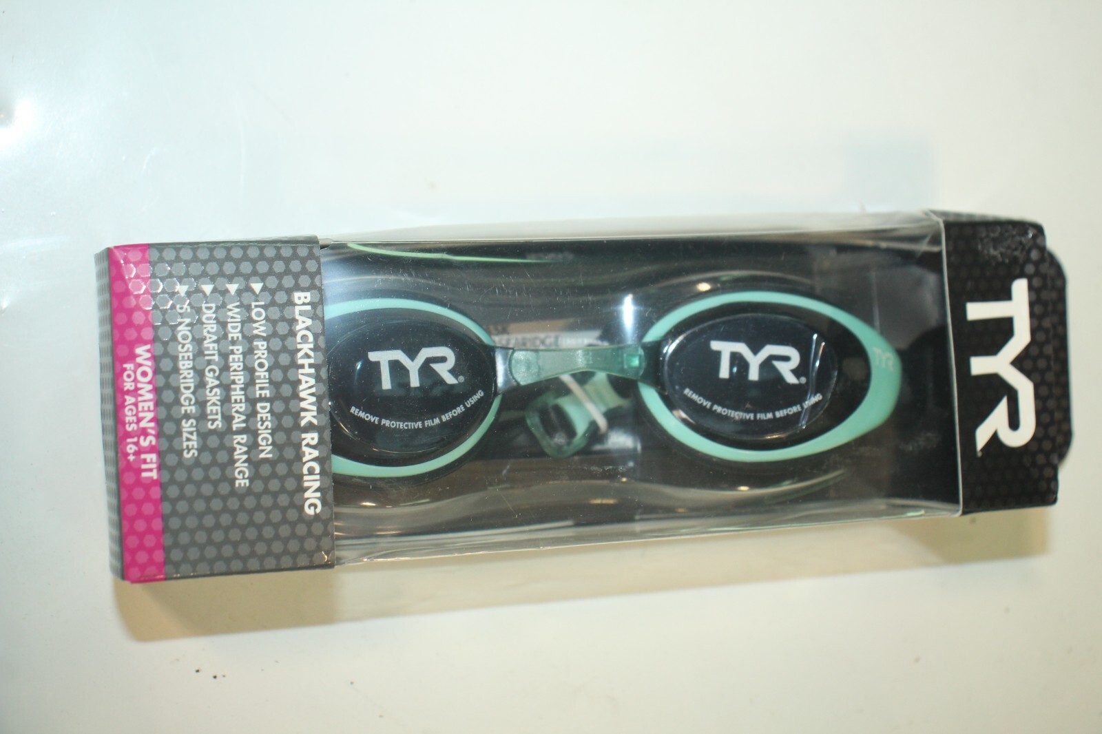 NEW TYR Swimming Goggles Blackhawk Racing Womens Fit Smoke Mint