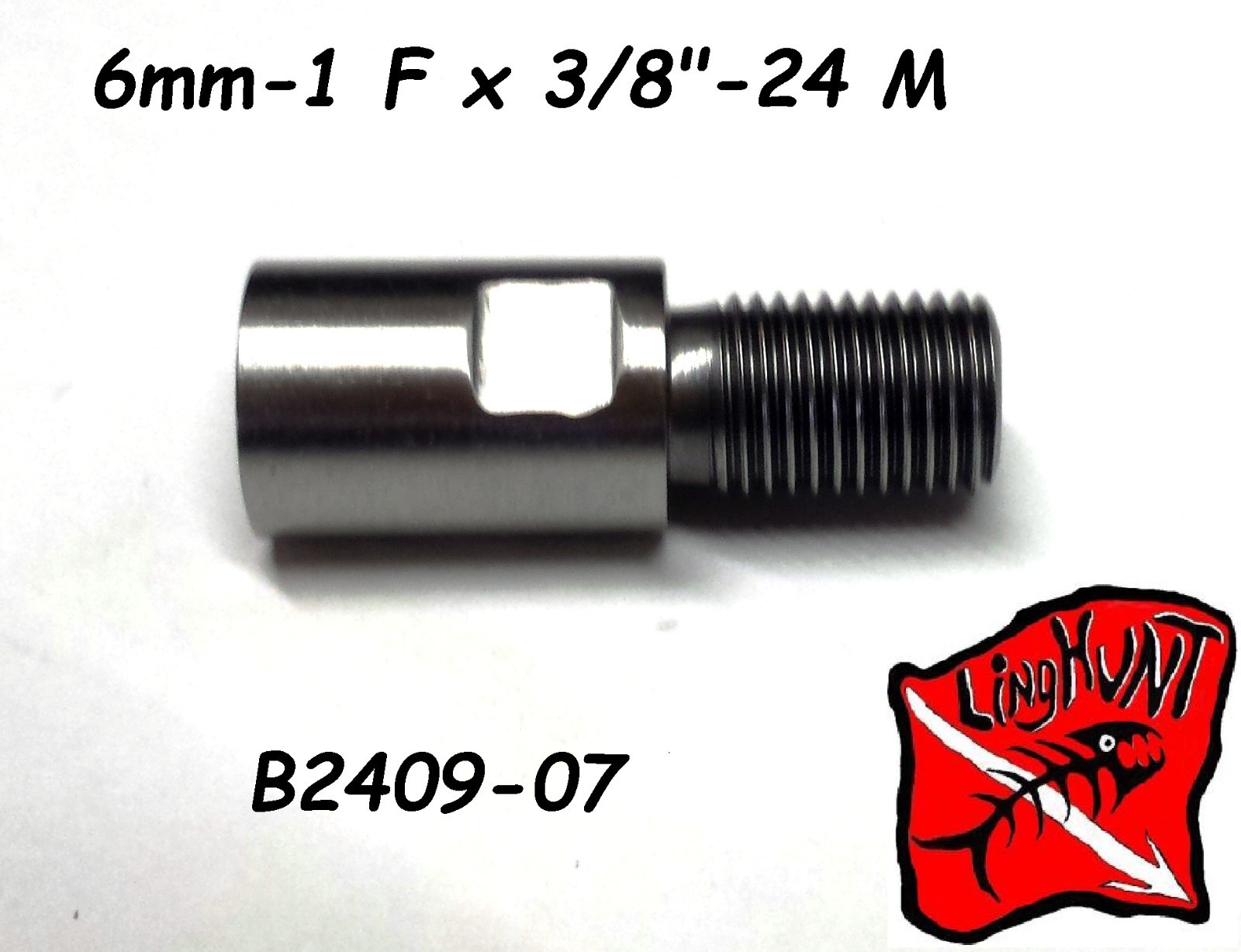 B2409-7 Adapter 3/8″-24 Male x 6 mm -1 Female Stainless polespear