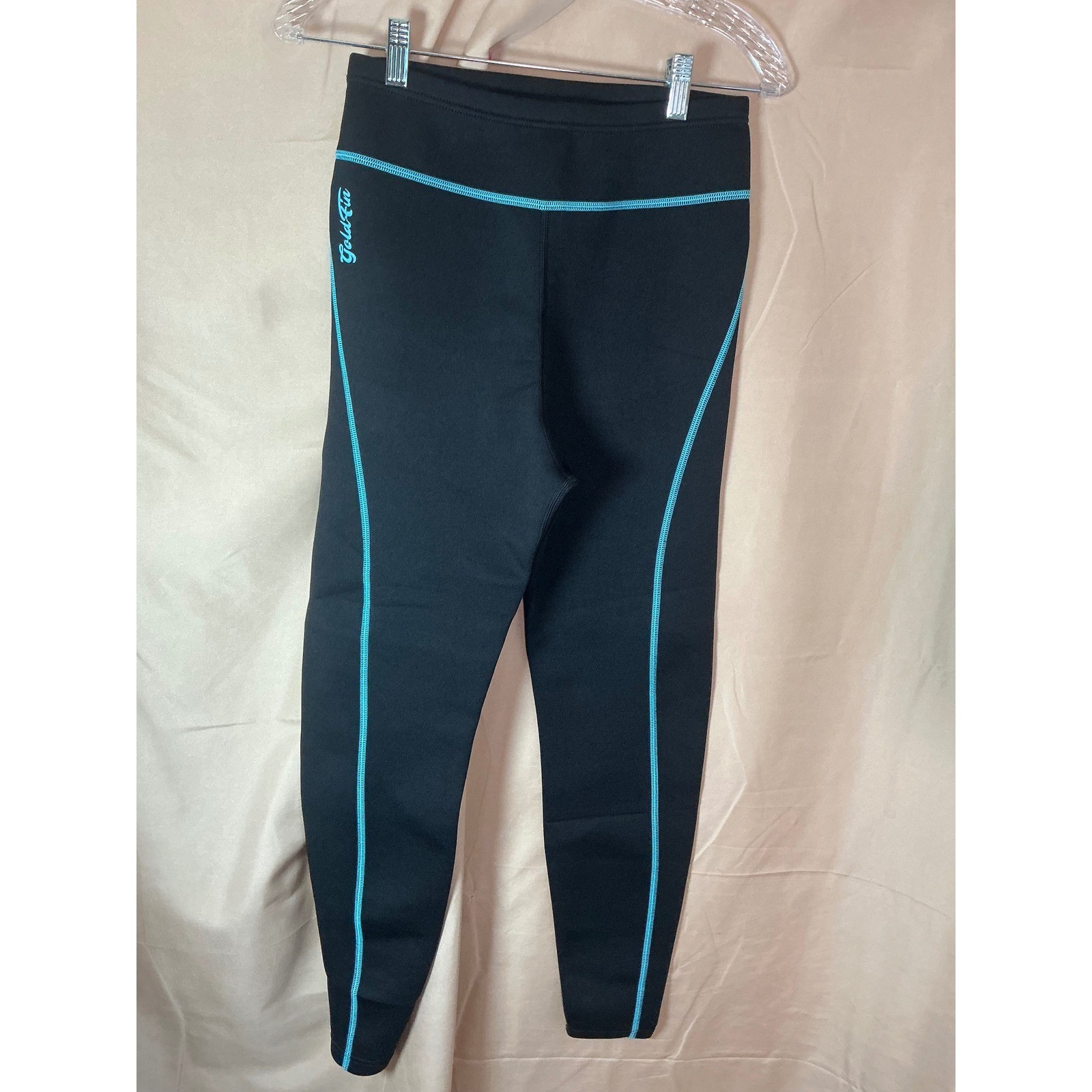 GoldFin Wetsuit Pants Womens Medium Black Excellent 2mm Neoprene Leggings Blue