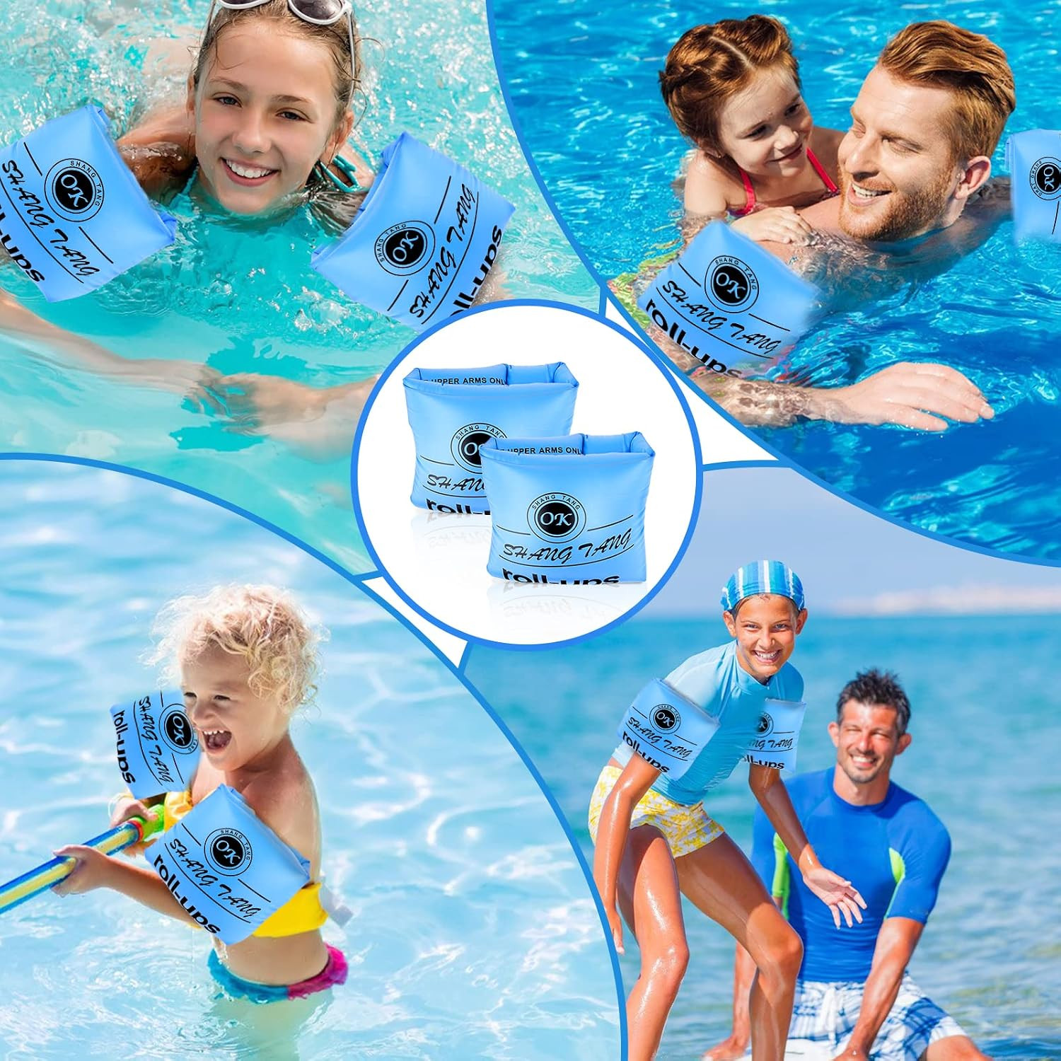 2 Pack Arm Floaties for Adults and Kids, Water Wings Inflatable Arm Swimming