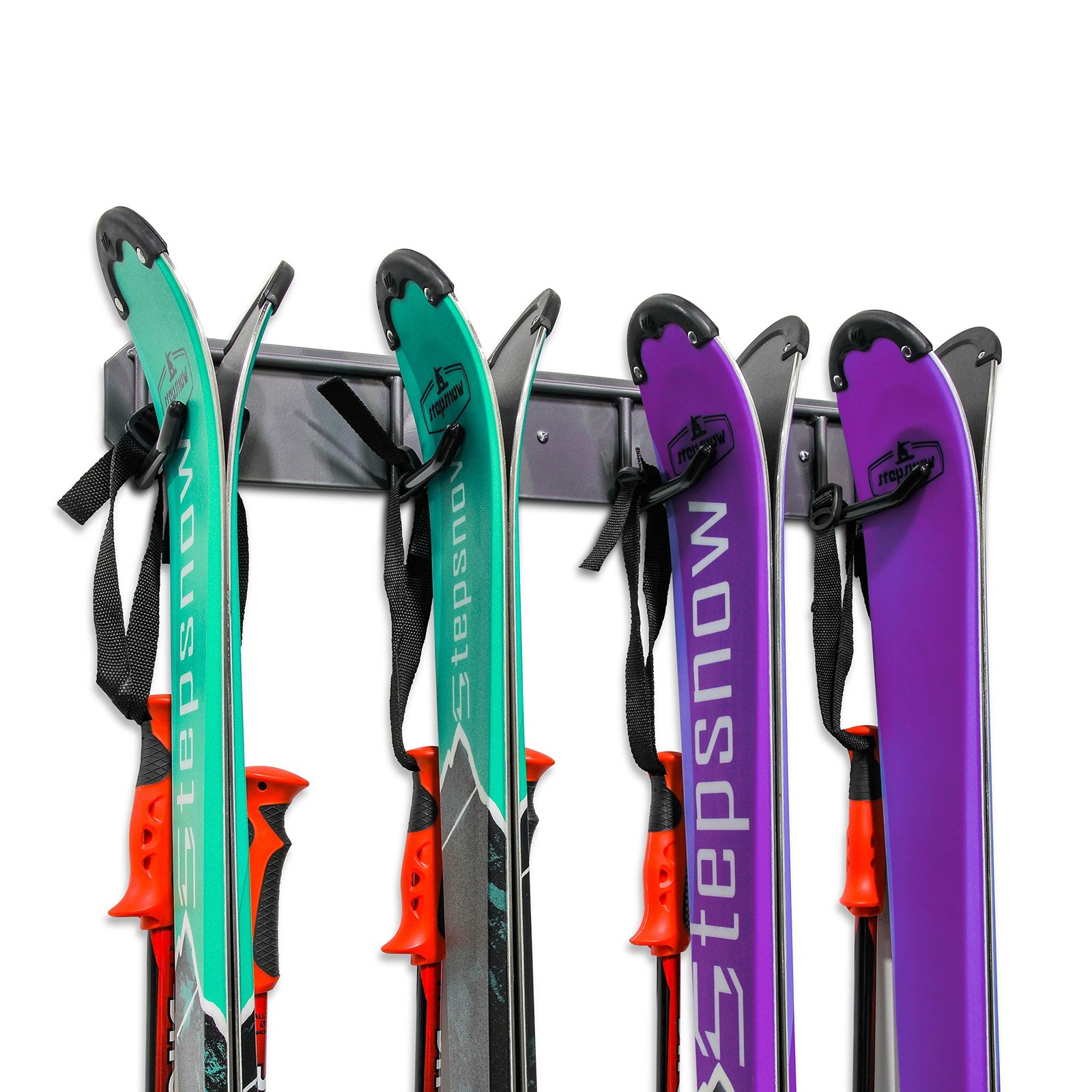 RaxGo Ski Storage Rack, Wall Mounted, Holds 4 Pairs of Skis & Skiing Poles or…